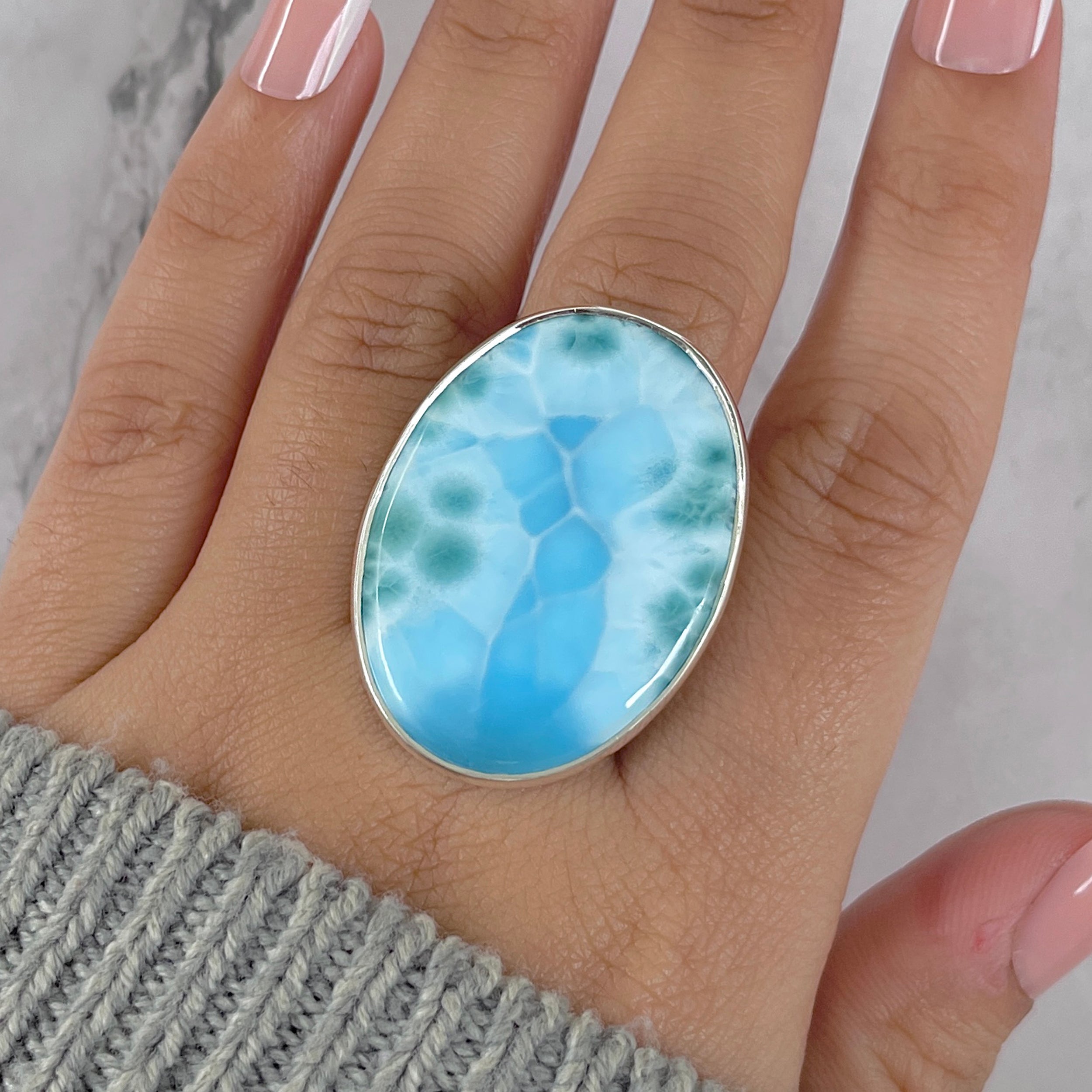 Larimar Adjustable Ring-(LAR-R-1418.)