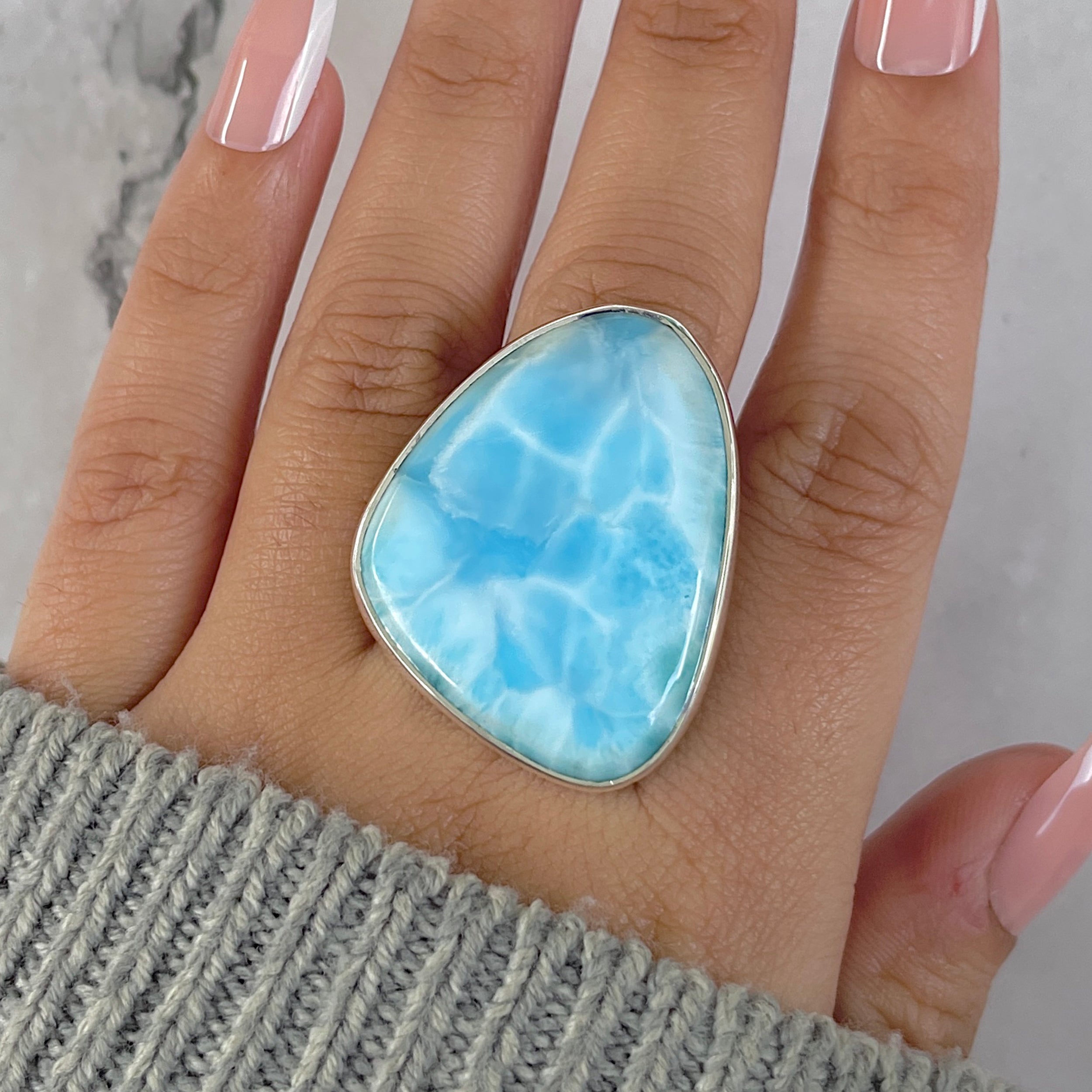 Larimar Adjustable Ring-(LAR-R-1430.)