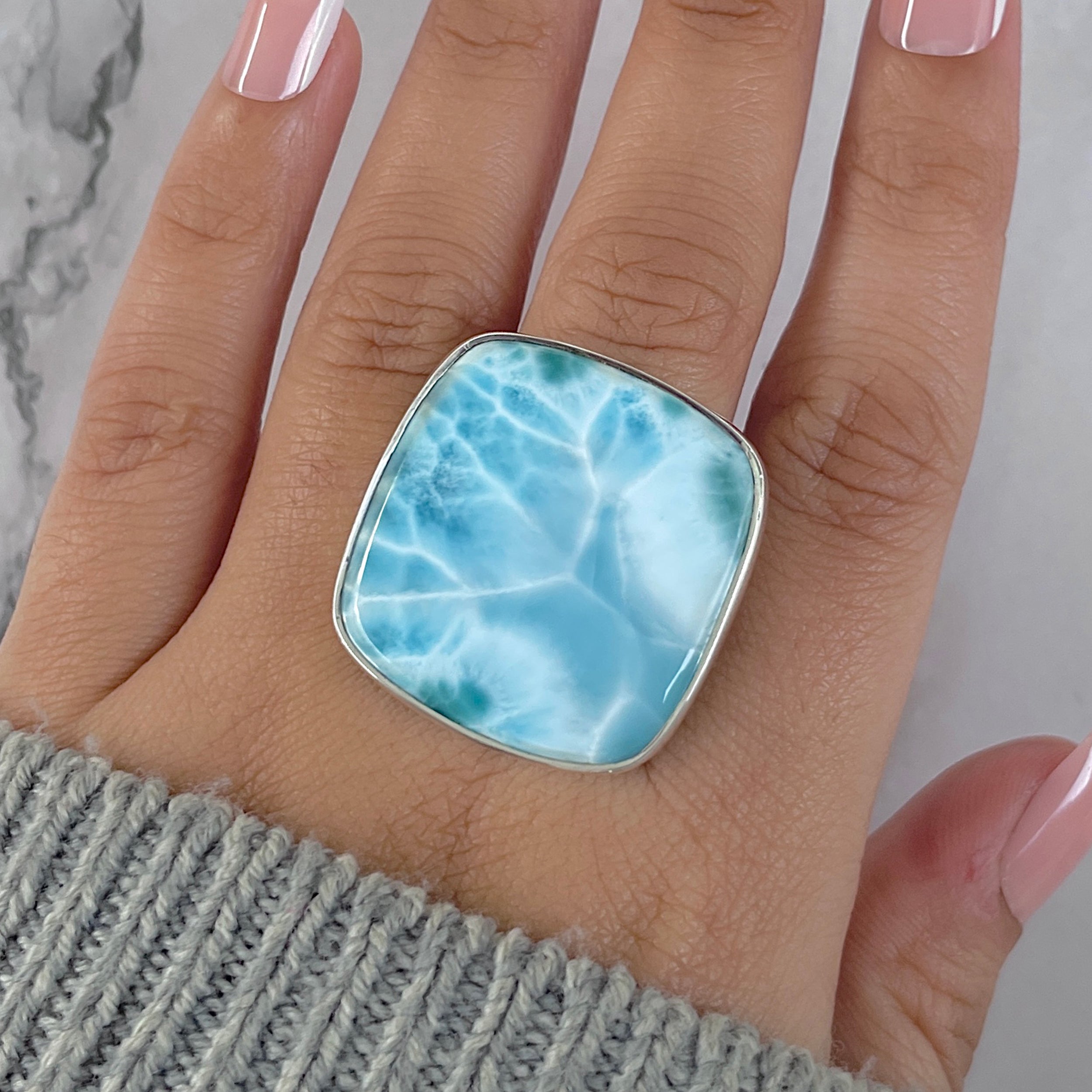 Larimar Adjustable Ring-(LAR-R-1434.)
