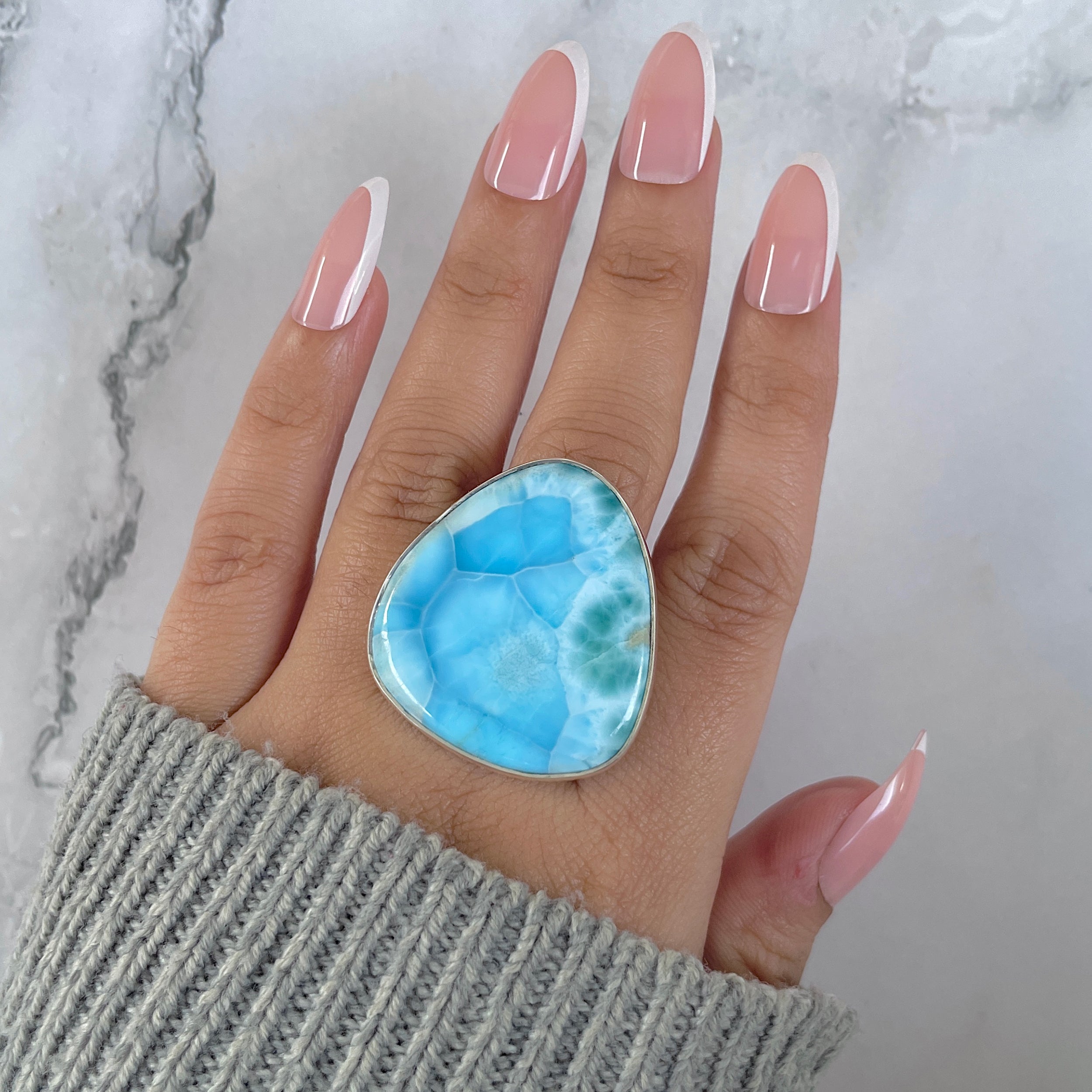 Larimar Adjustable Ring-(LAR-R-1435.)