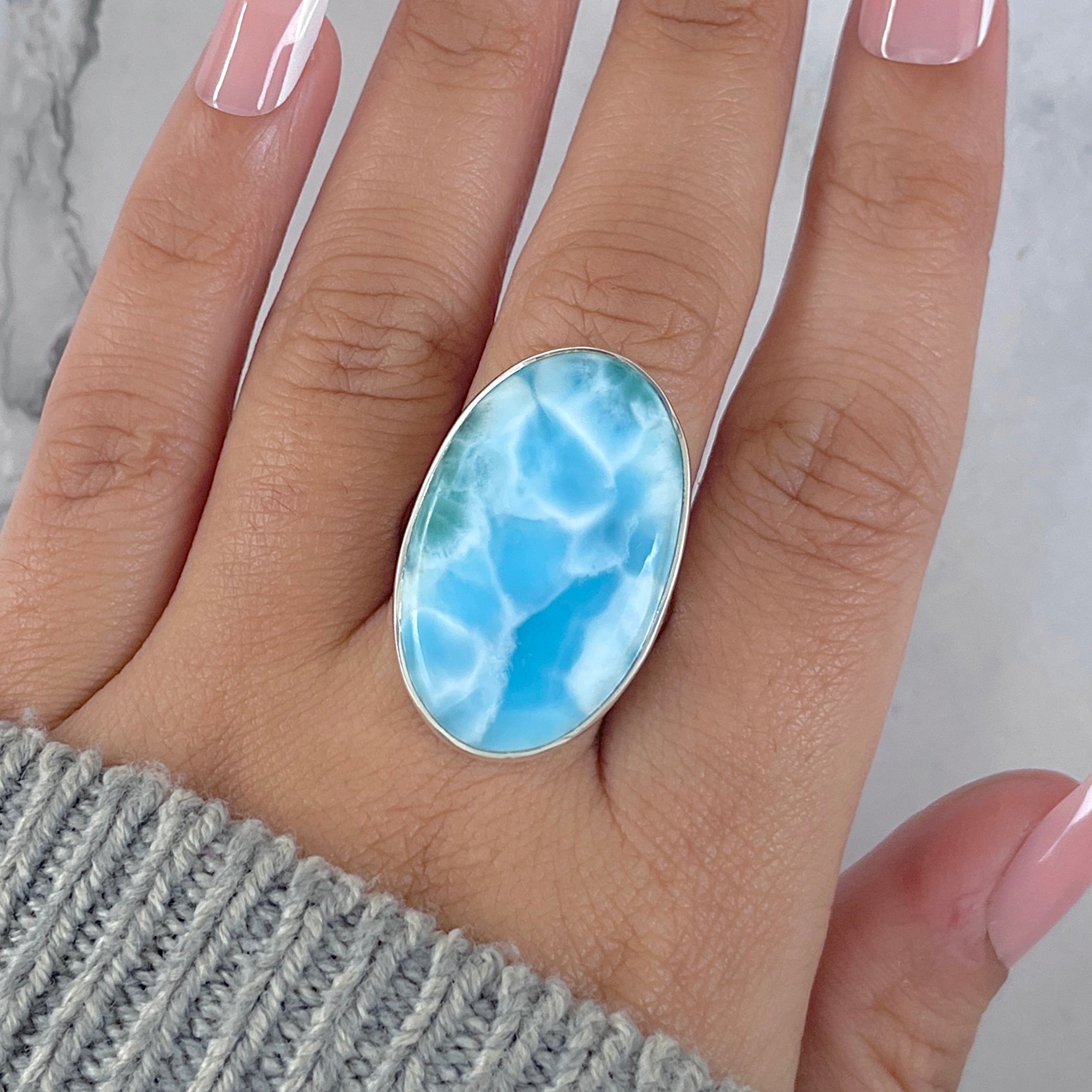 Larimar Adjustable Ring-(LAR-R-1442.)