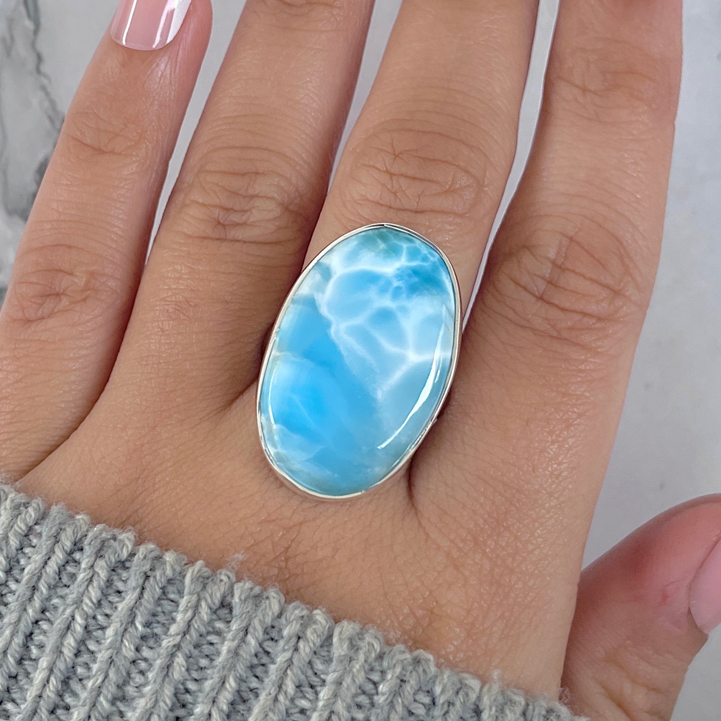 Larimar Adjustable Ring-(LAR-R-1449.)