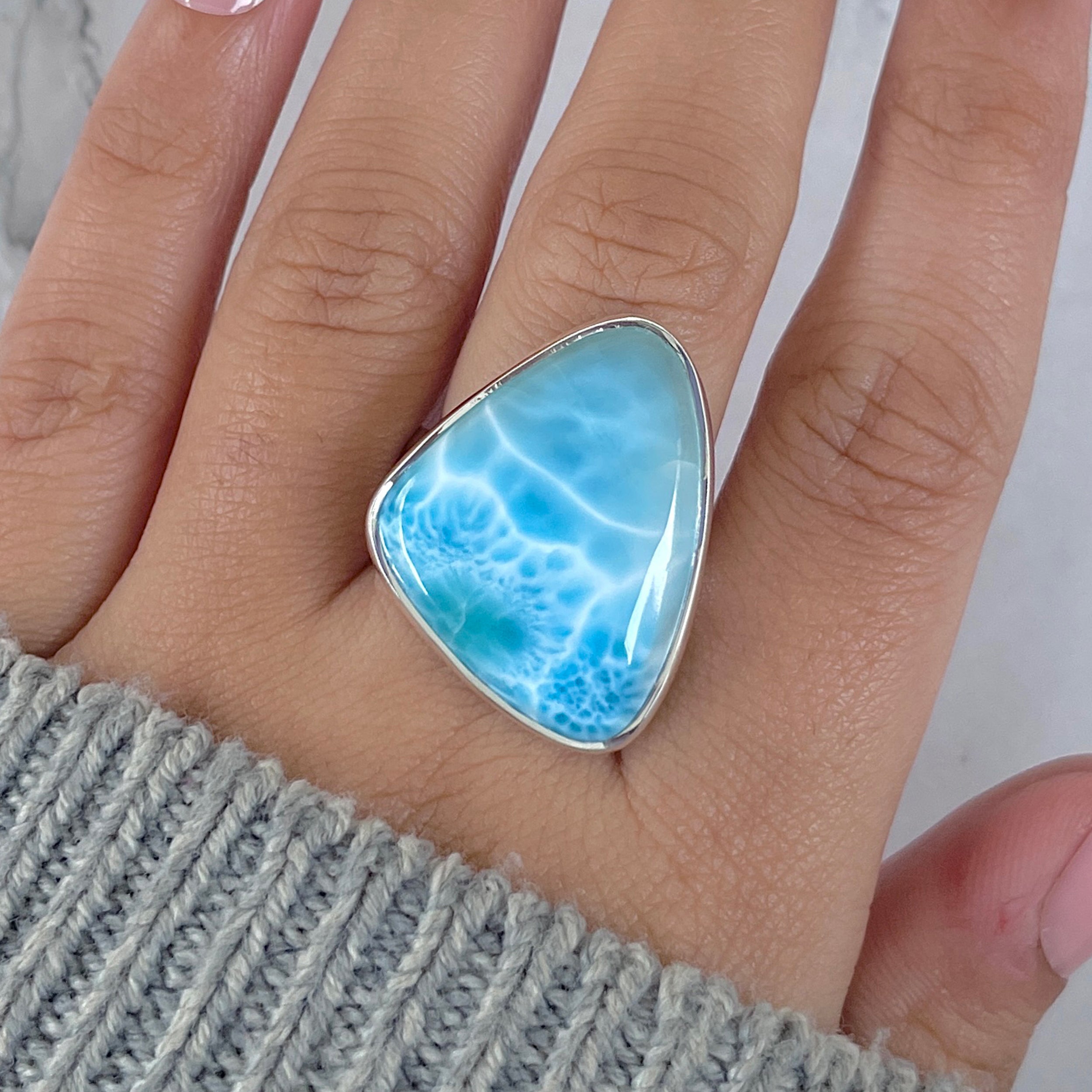 Larimar Adjustable Ring-(LAR-R-1451.)