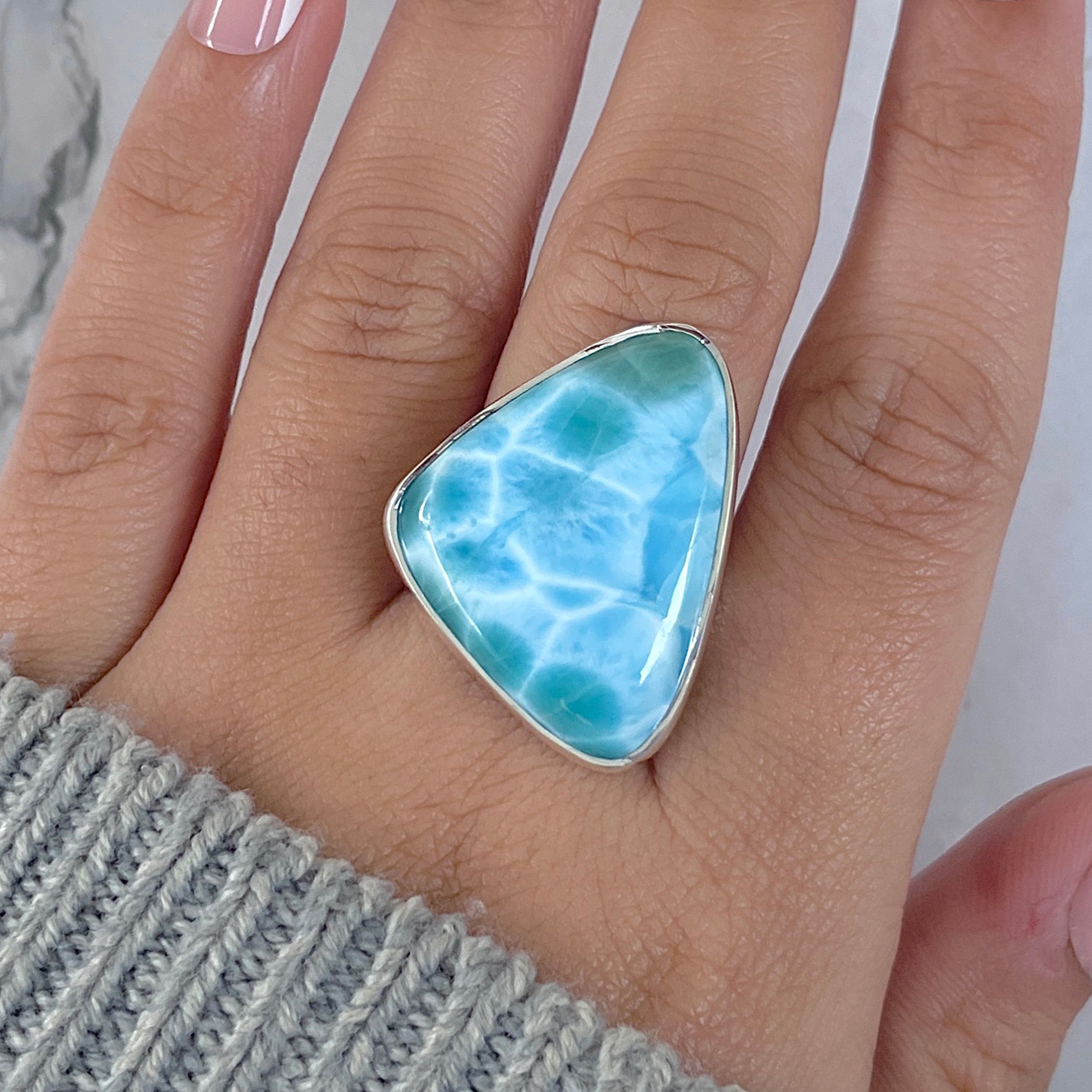 Larimar Adjustable Ring-(LAR-R-1457.)