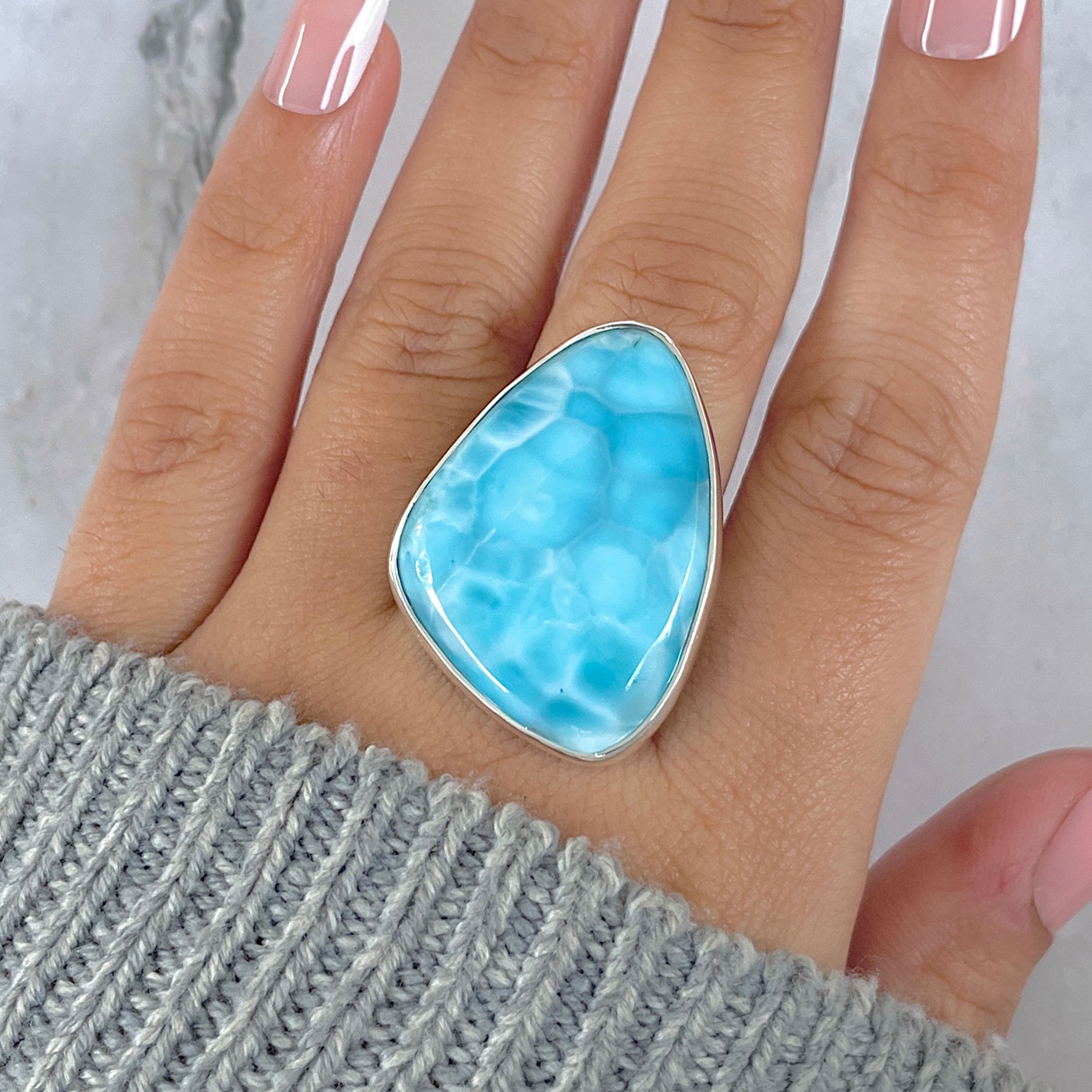 Larimar Adjustable Ring-(LAR-R-1465.)