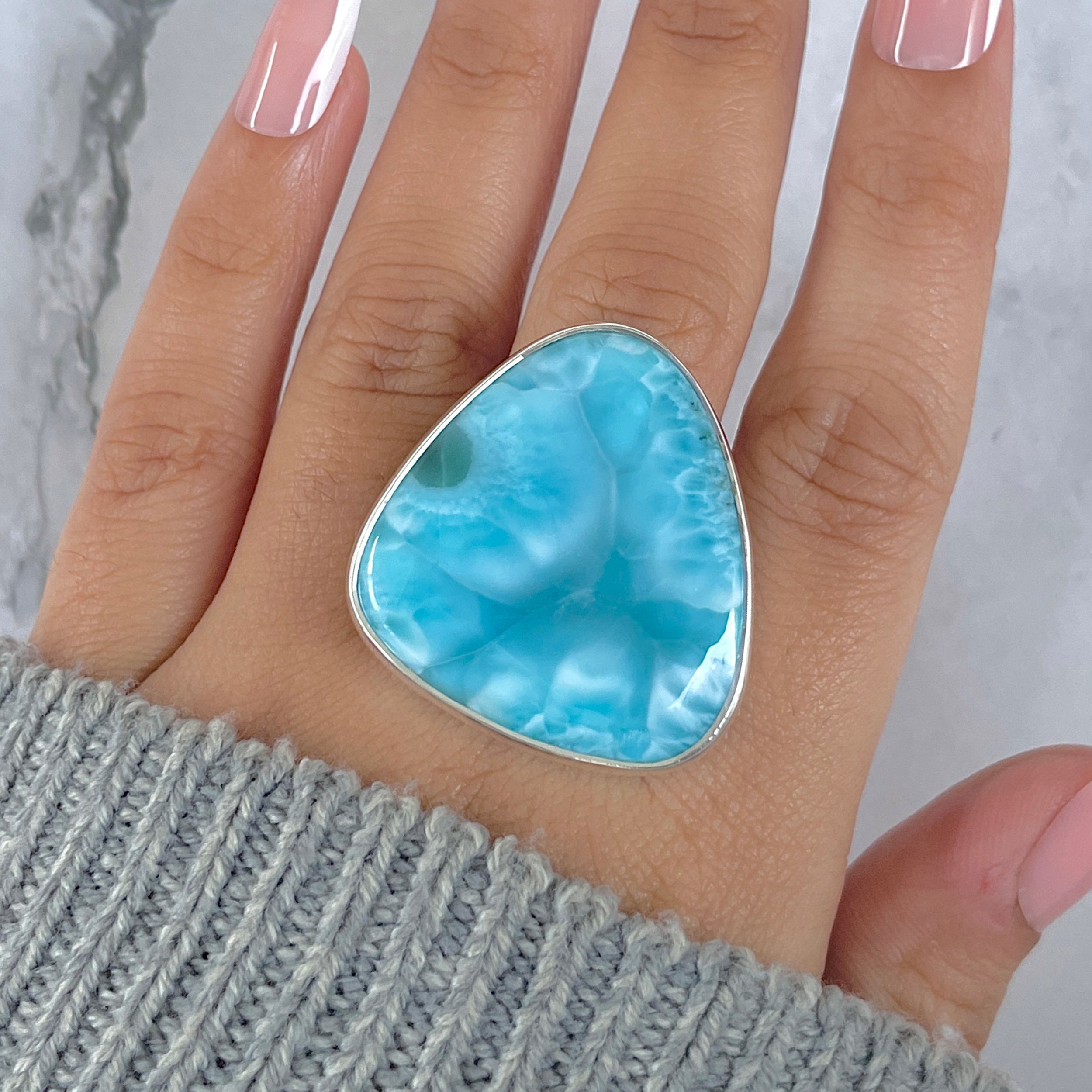 Larimar Adjustable Ring-(LAR-R-1466.)