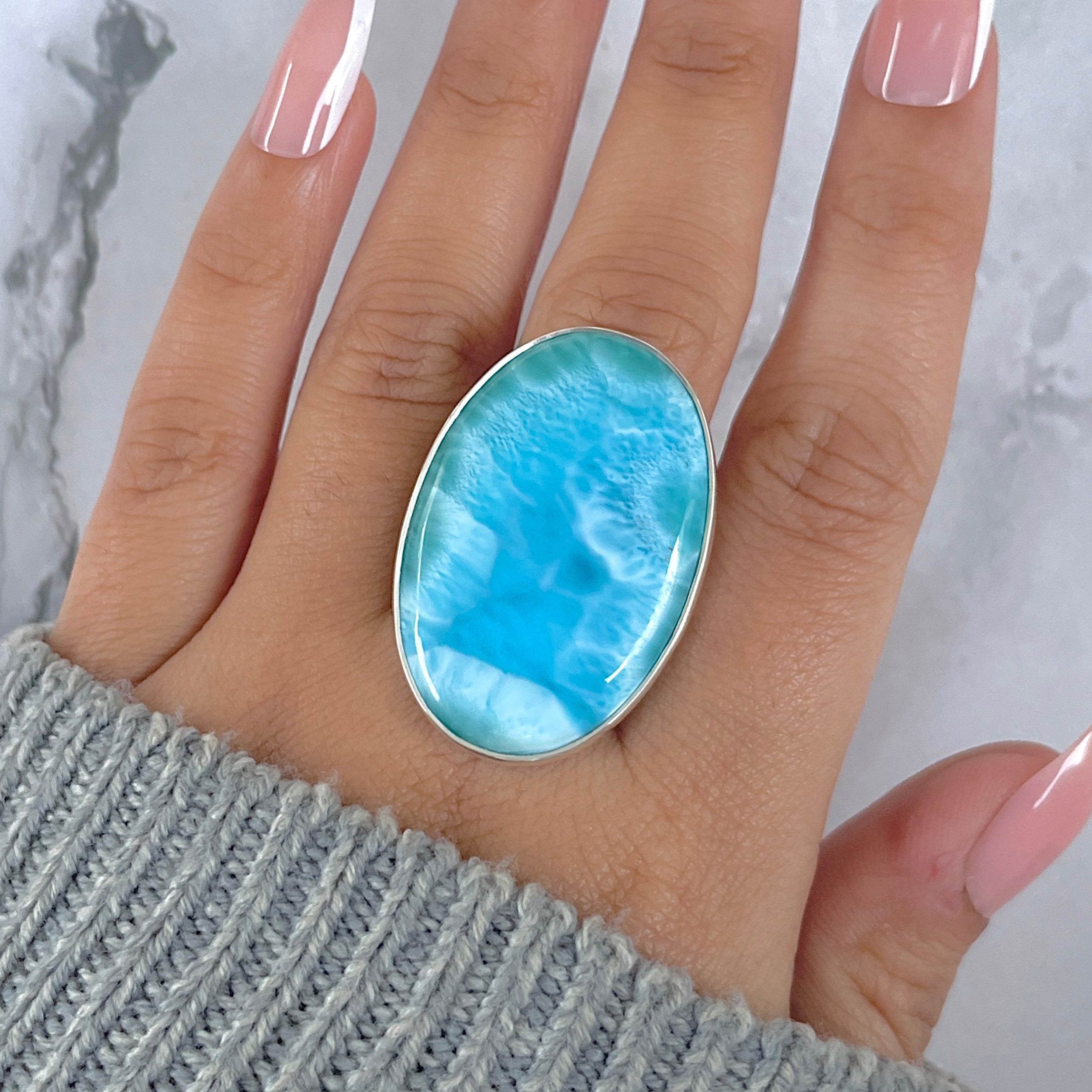 Larimar Adjustable Ring-(LAR-R-1468.)