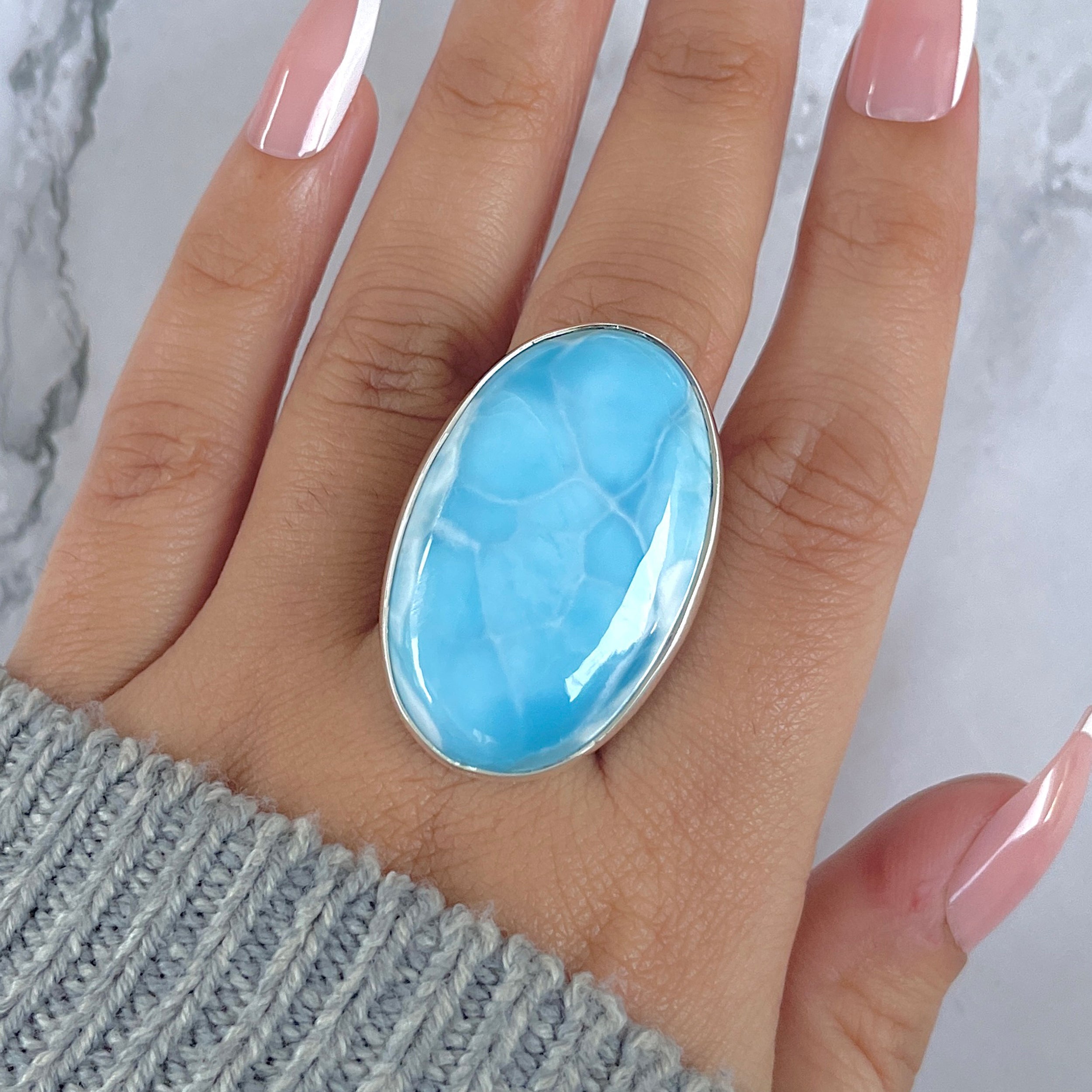Larimar Adjustable Ring-(LAR-R-1474.)