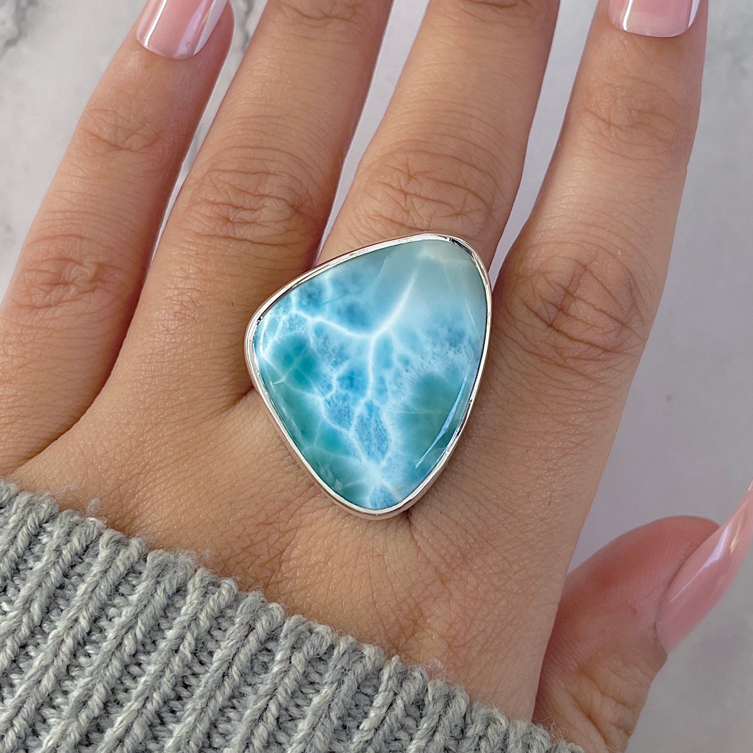 Larimar Adjustable Ring-(LAR-R-1481.)