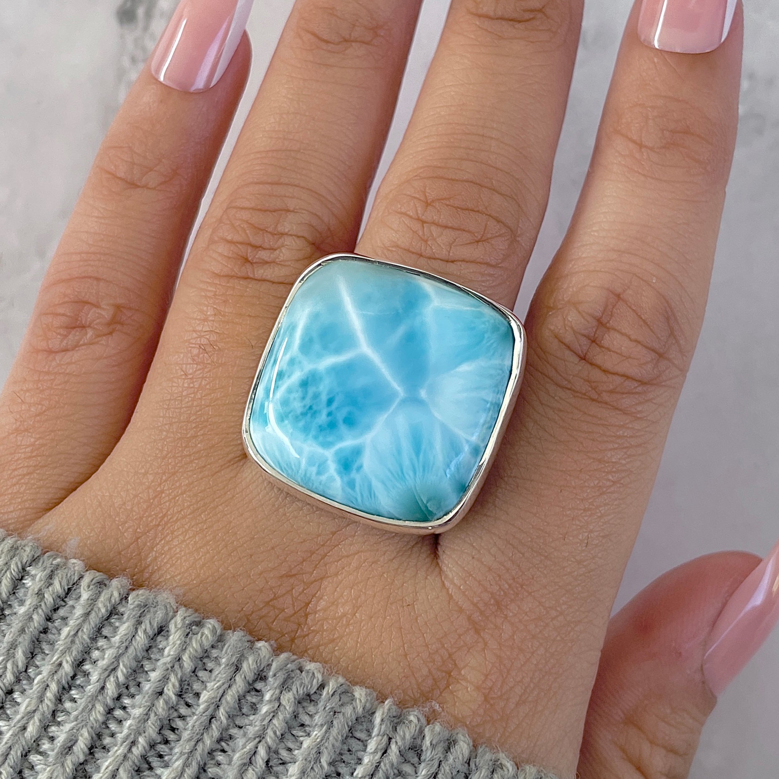 Larimar Adjustable Ring-(LAR-R-1482.)