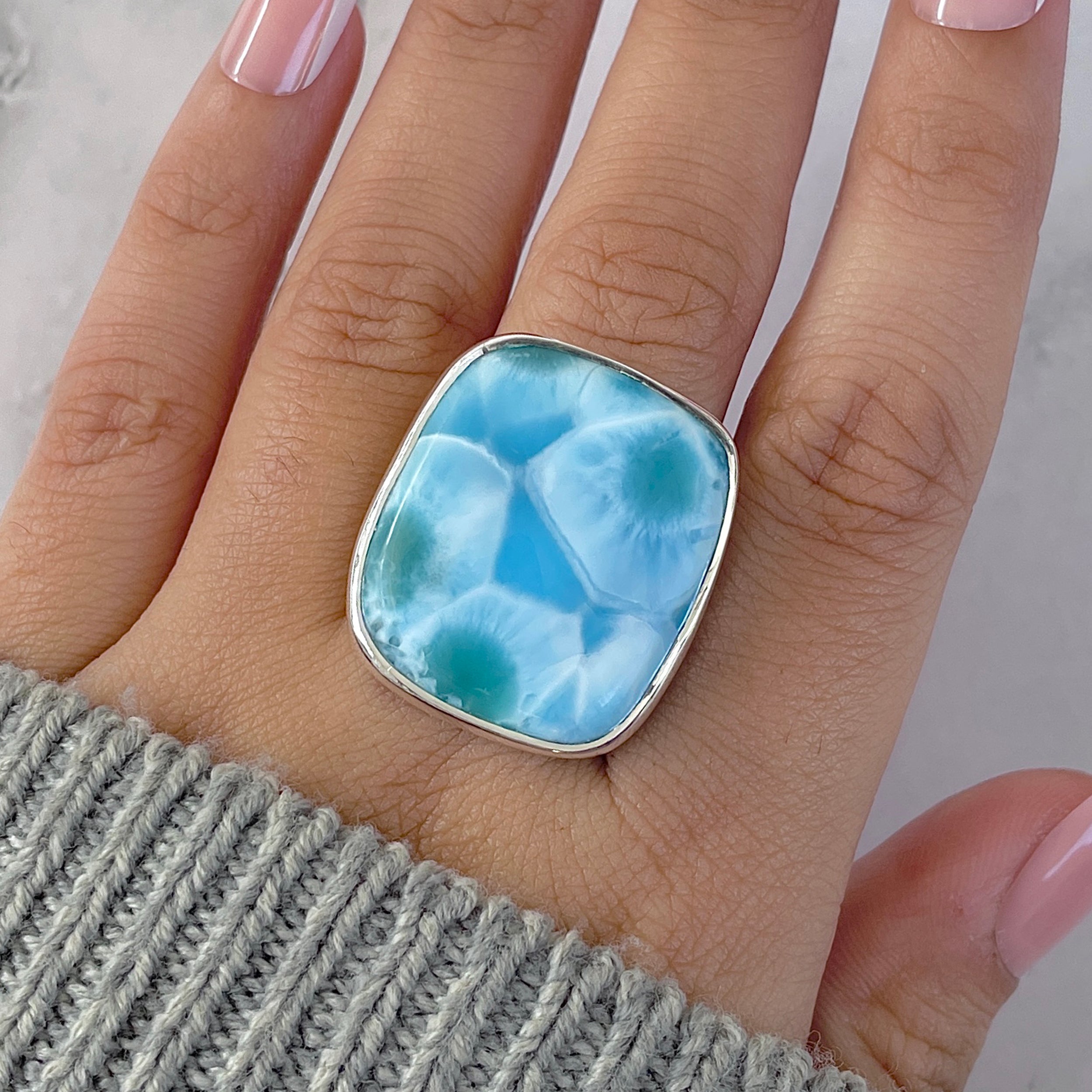 Larimar Adjustable Ring-(LAR-R-1483.)