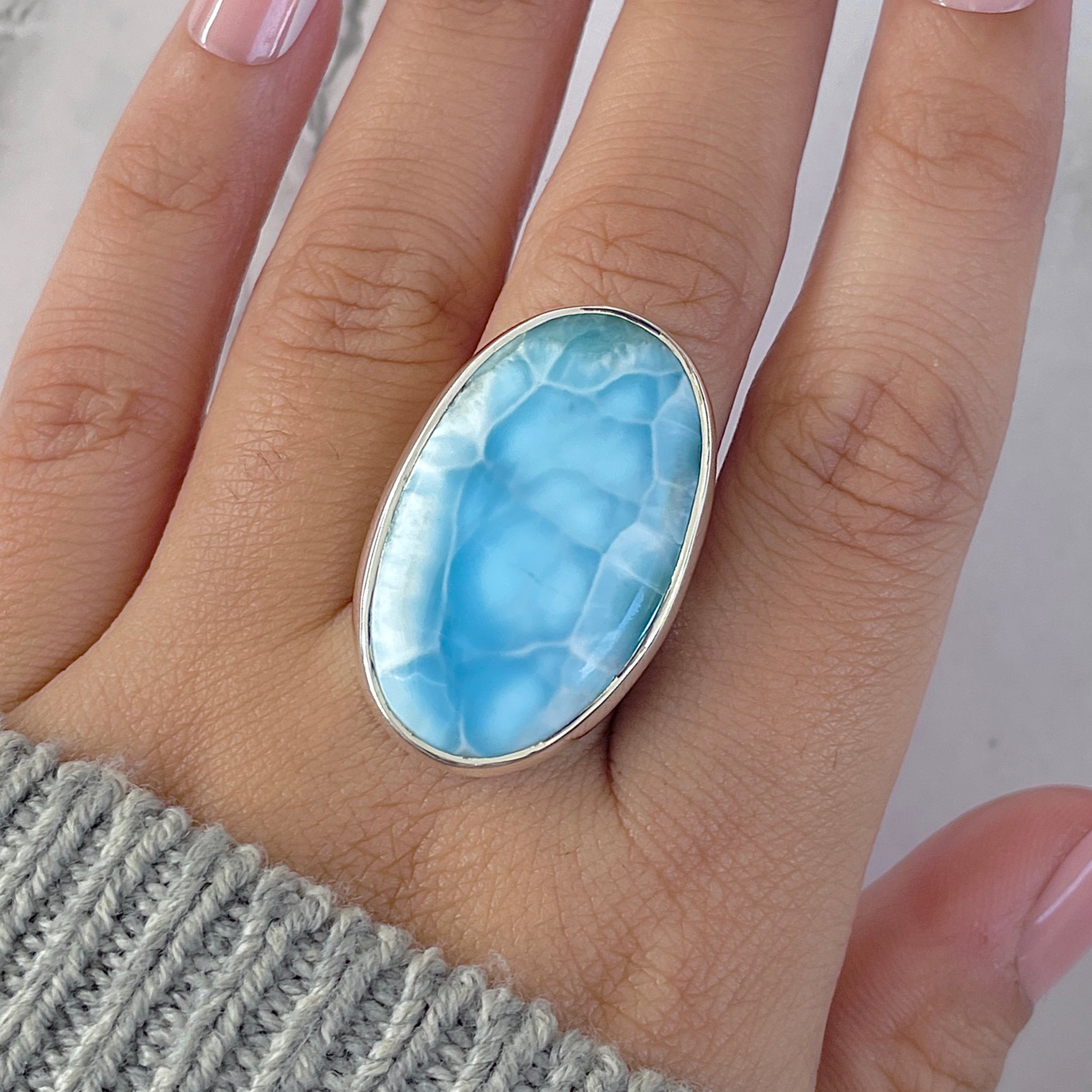Larimar Adjustable Ring-(LAR-R-1486.)
