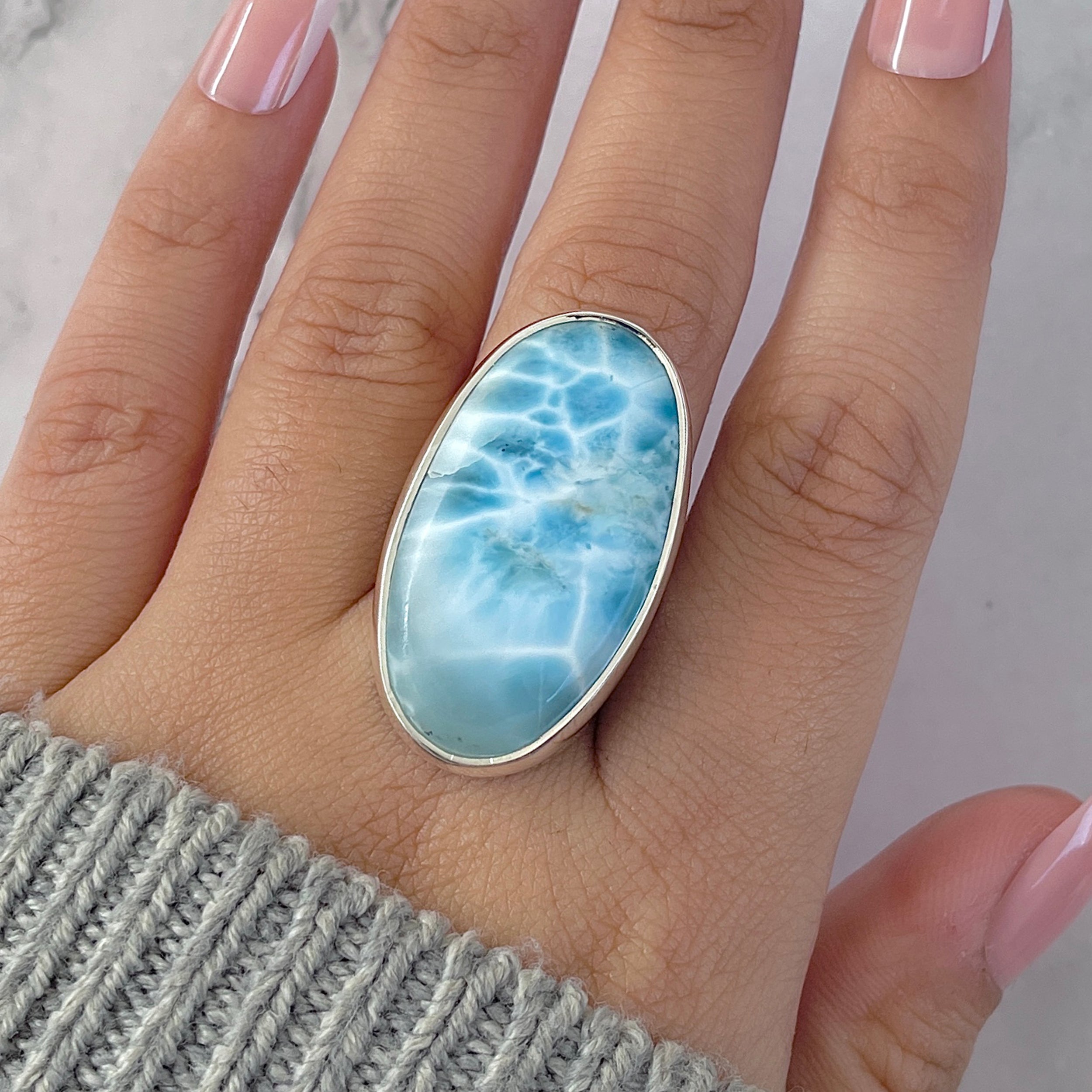 Larimar Adjustable Ring-(LAR-R-1487.)