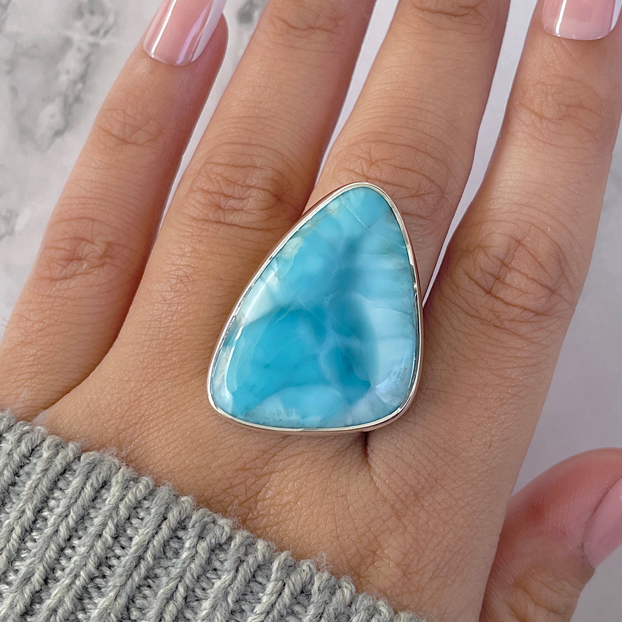 Larimar Adjustable Ring-(LAR-R-1489.)