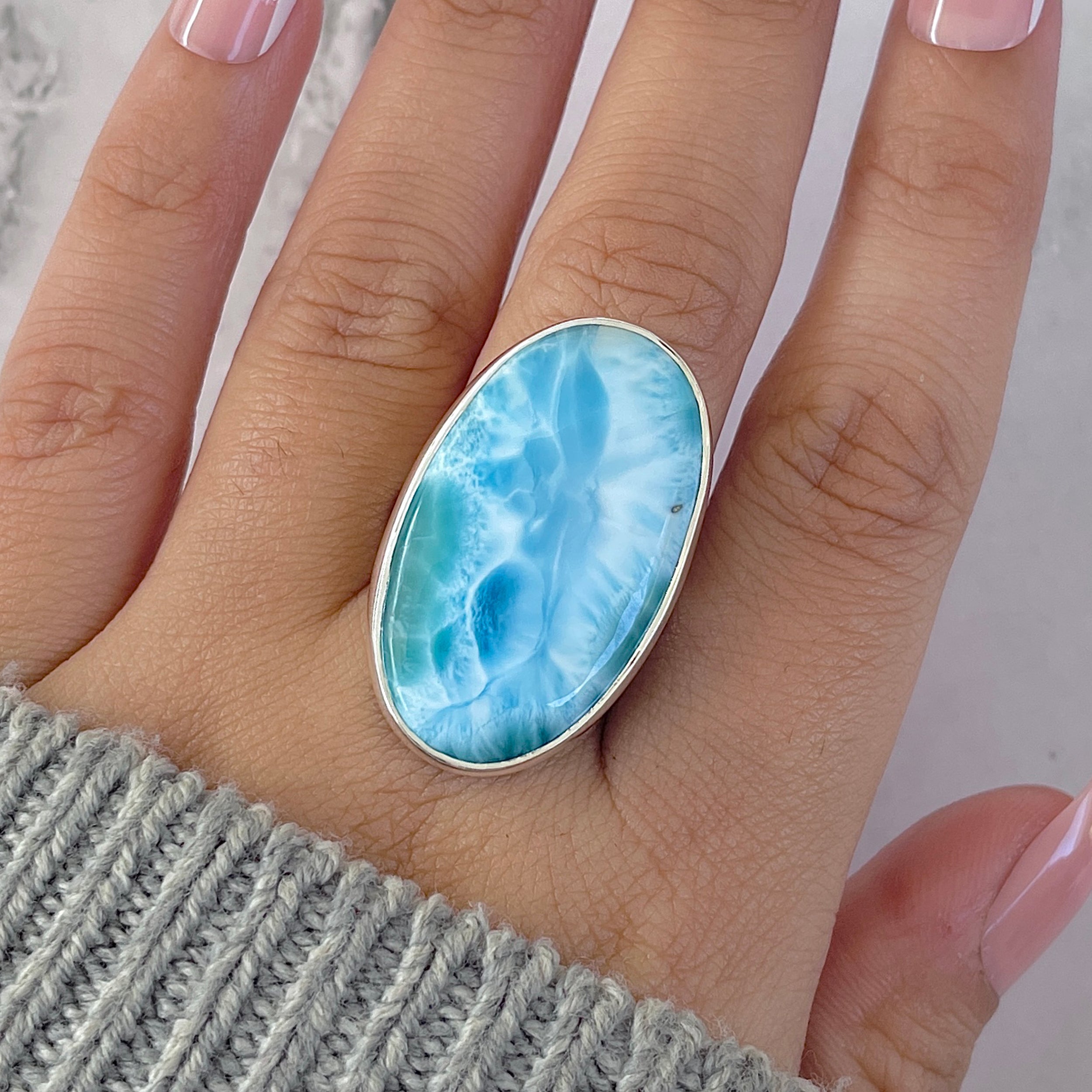Larimar Adjustable Ring-(LAR-R-1493.)
