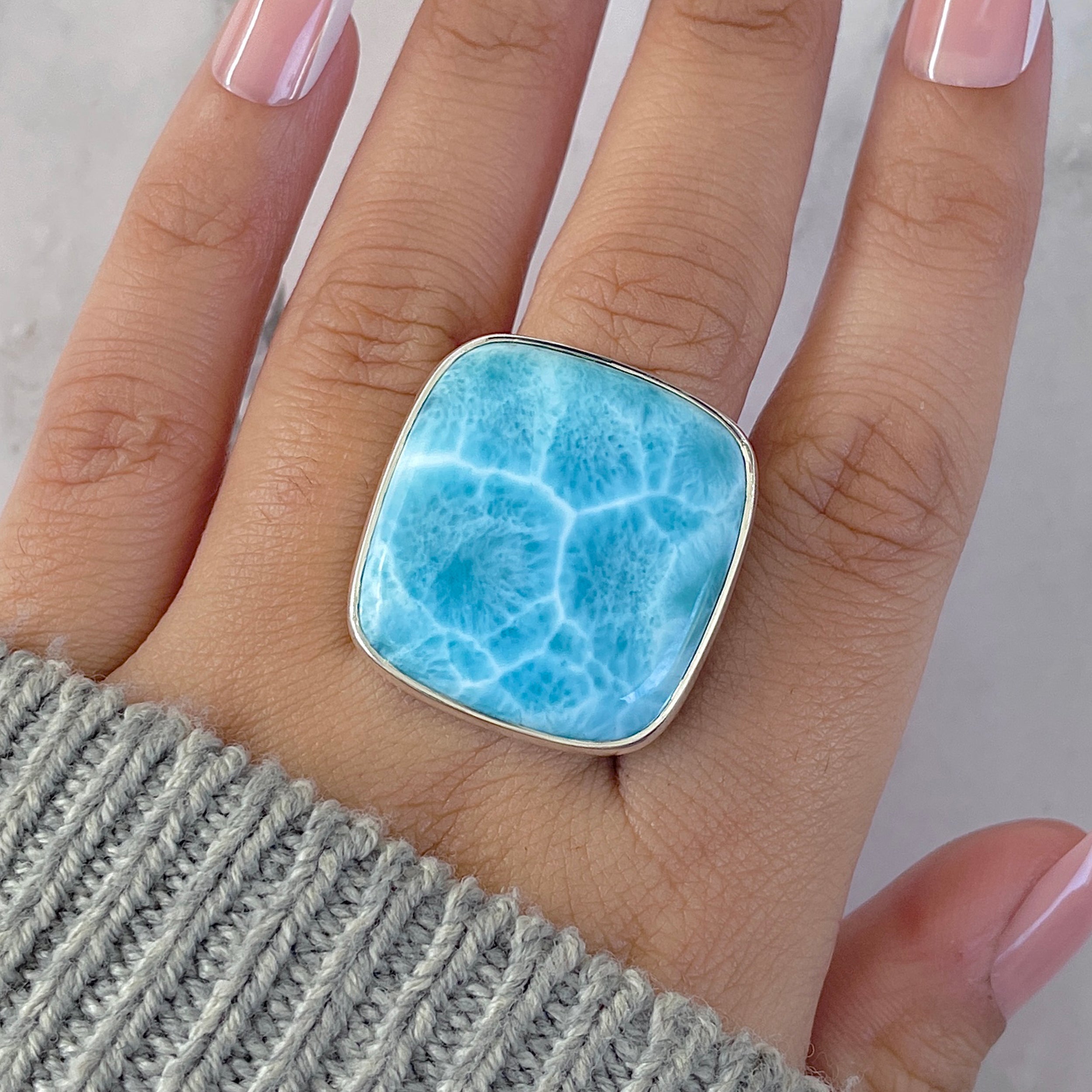 Larimar Adjustable Ring-(LAR-R-1494.)