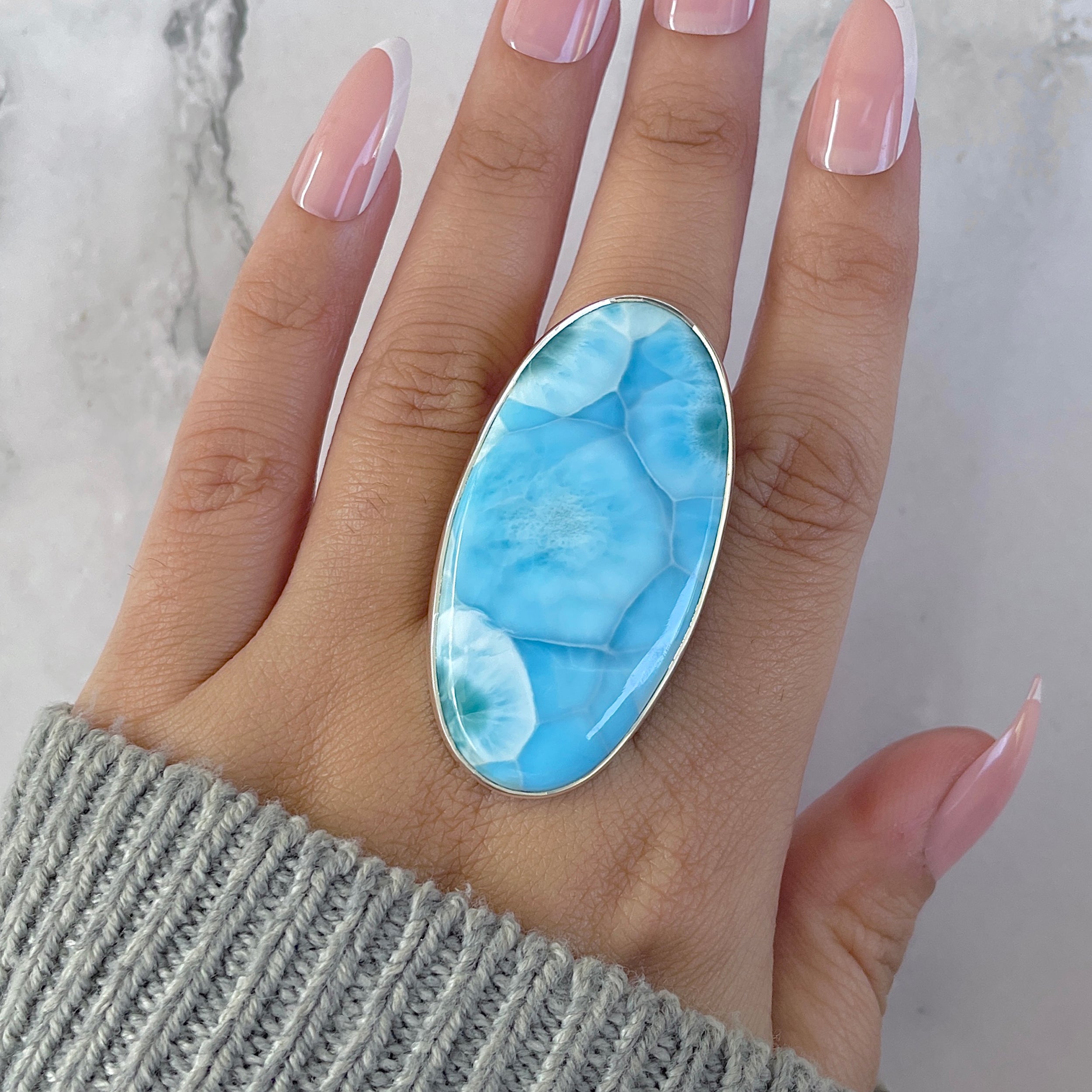 Larimar Adjustable Ring-(LAR-R-1496.)
