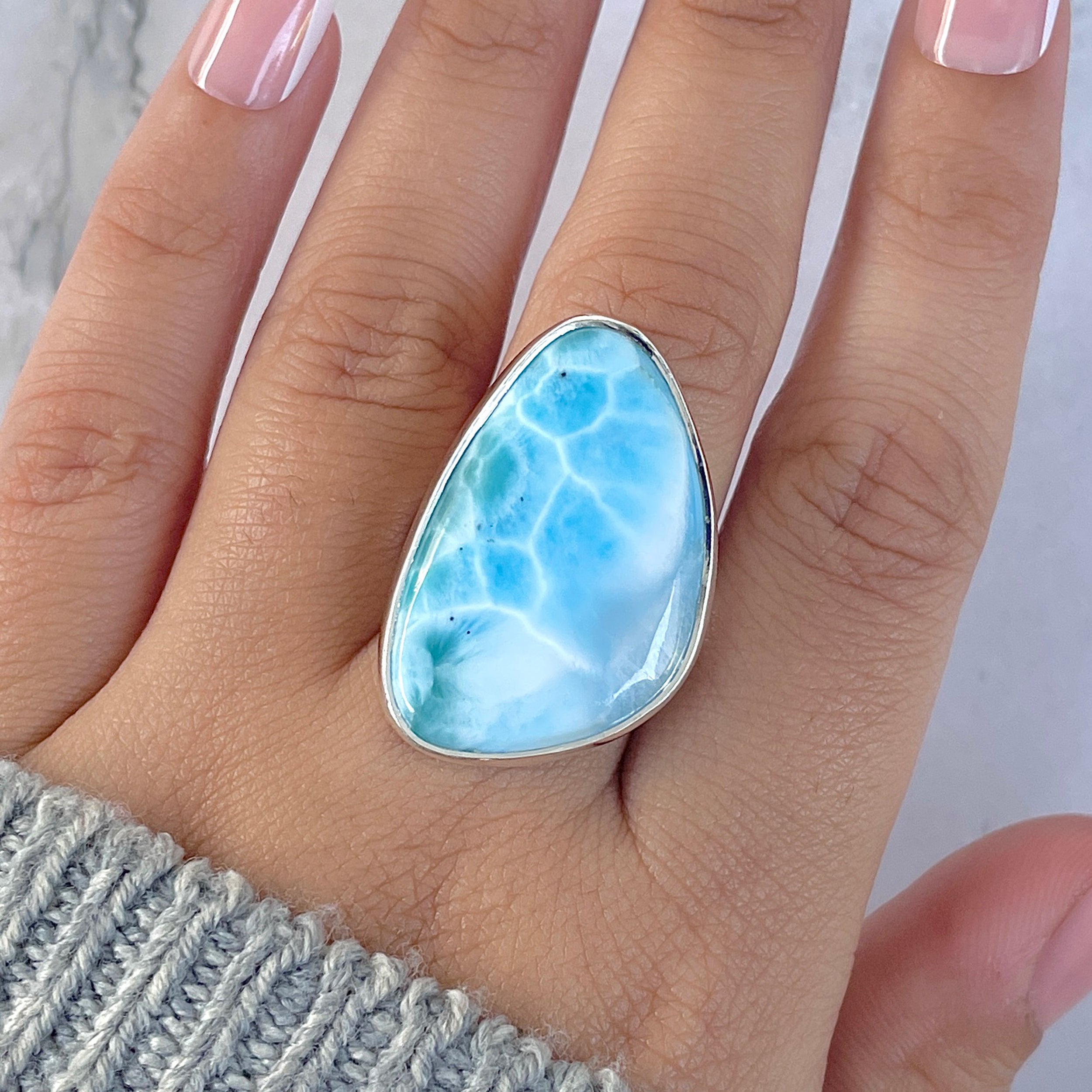 Larimar Adjustable Ring-(LAR-R-1502.)