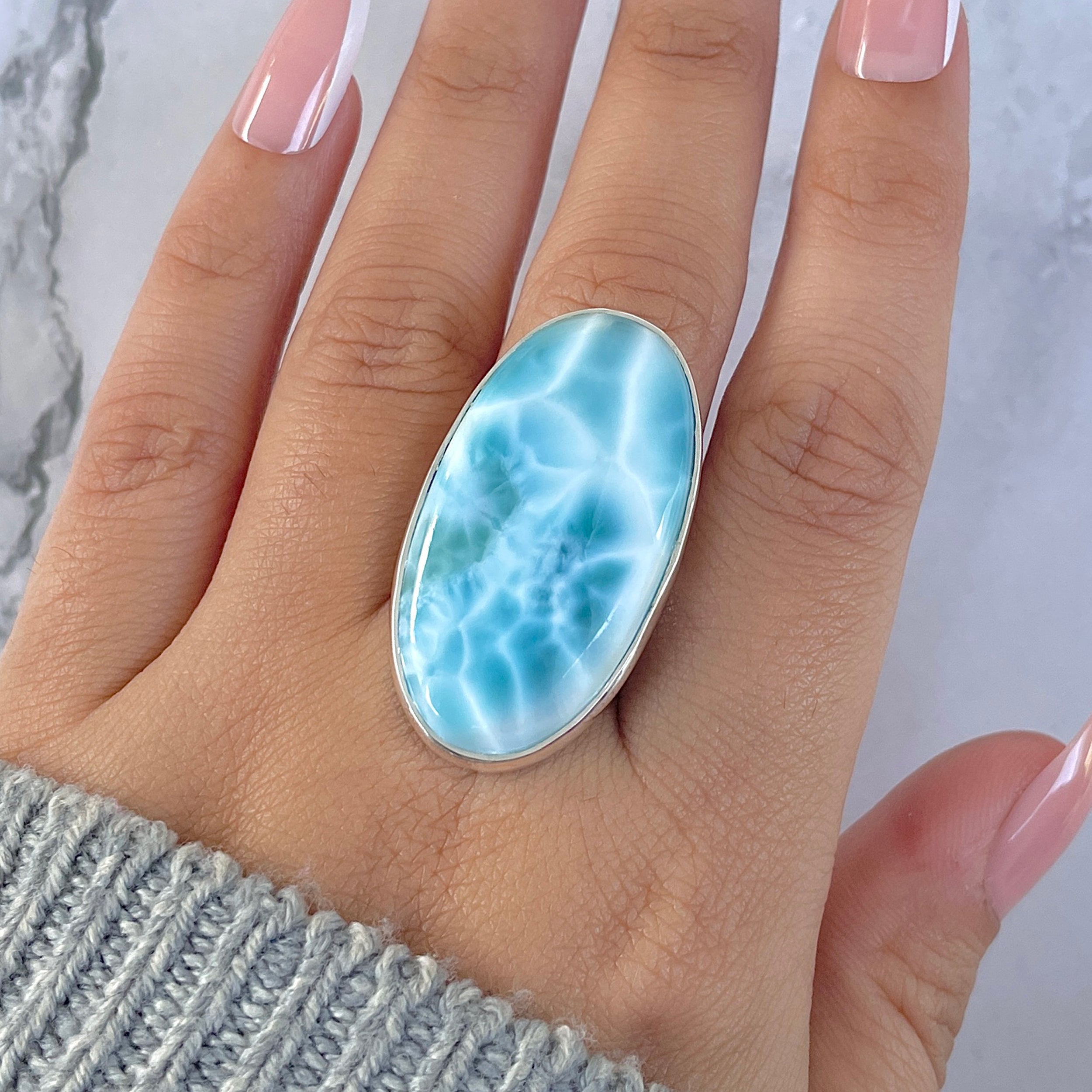 Larimar Adjustable Ring-(LAR-R-1504.)