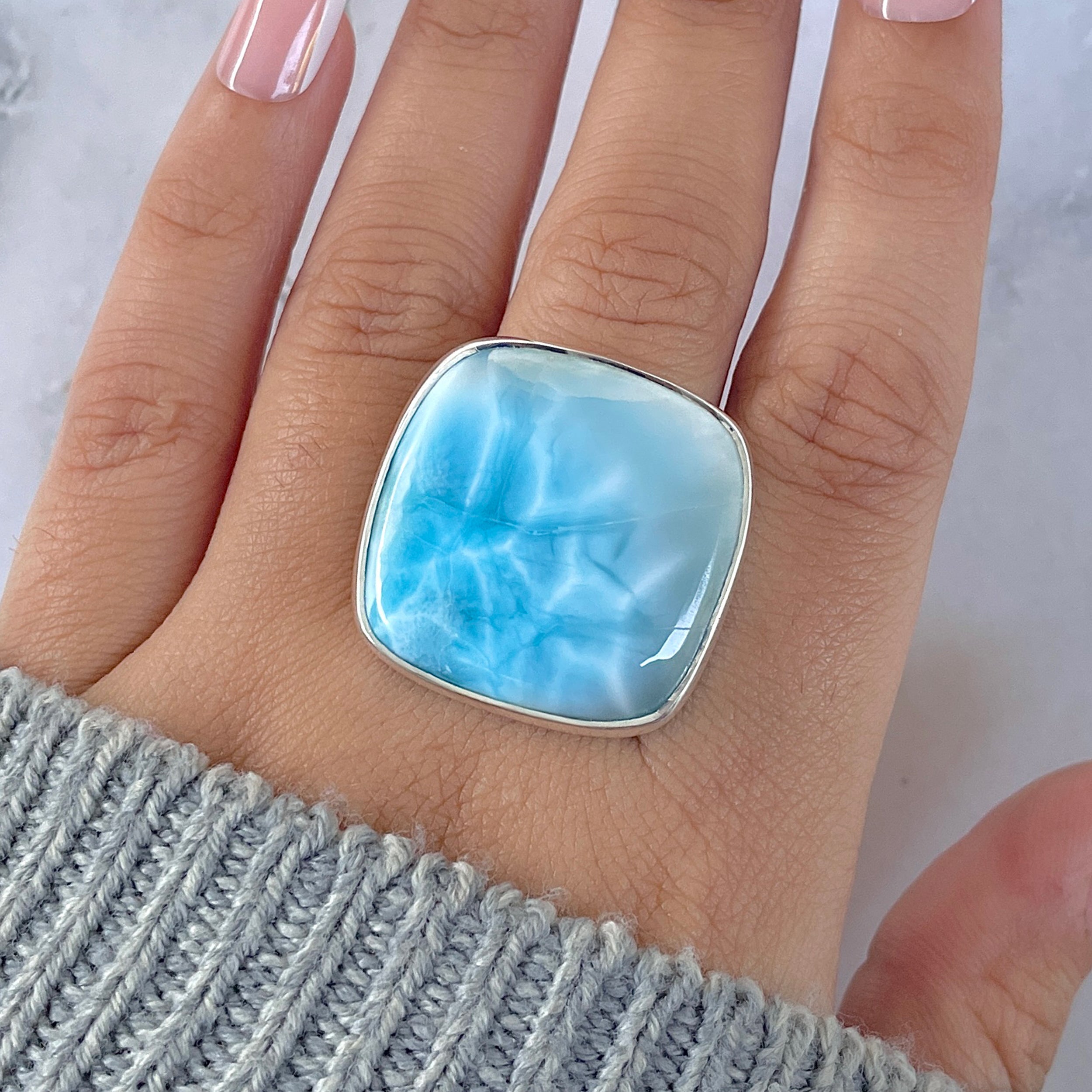 Larimar Adjustable Ring-(LAR-R-1506.)
