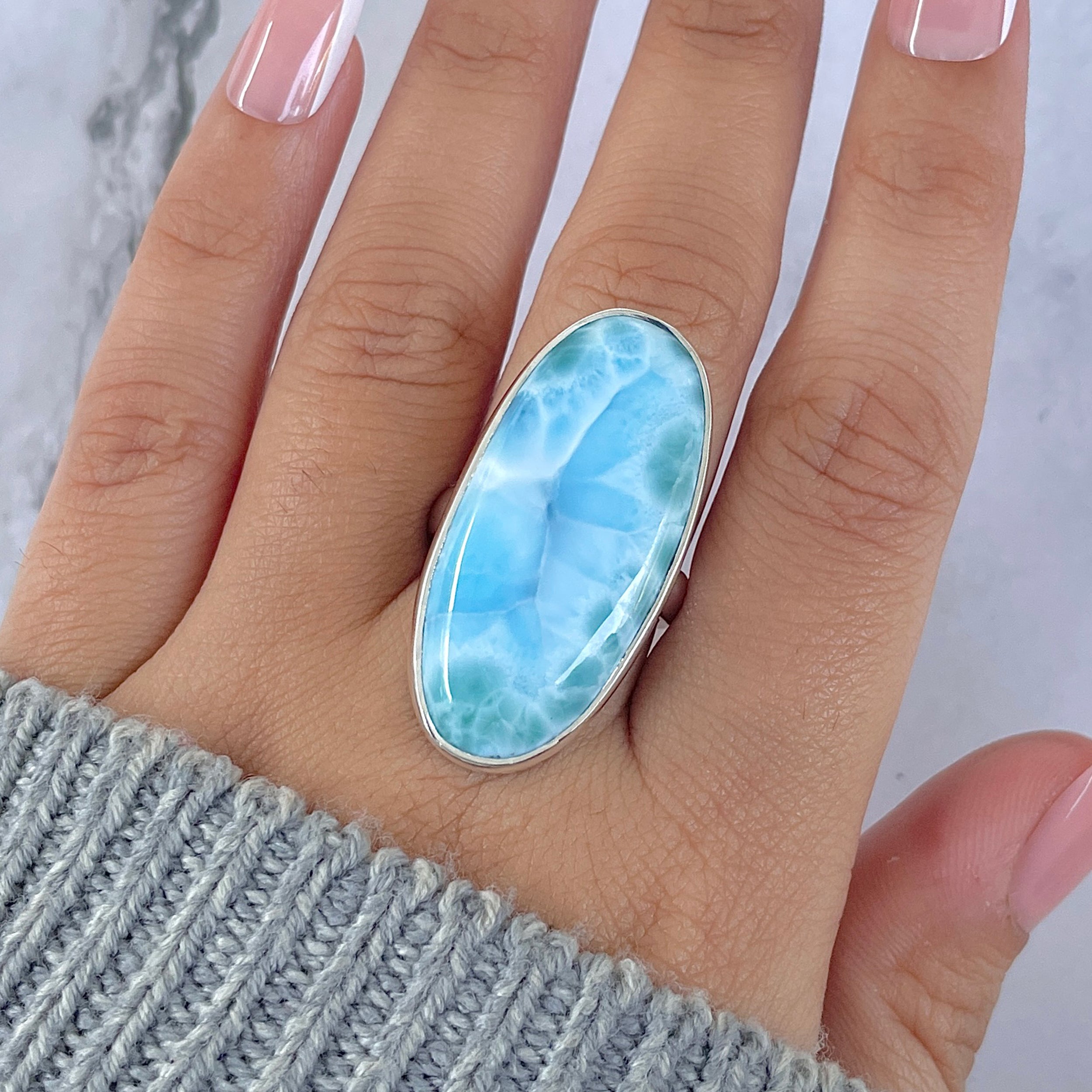 Larimar Adjustable Ring-(LAR-R-1512.)