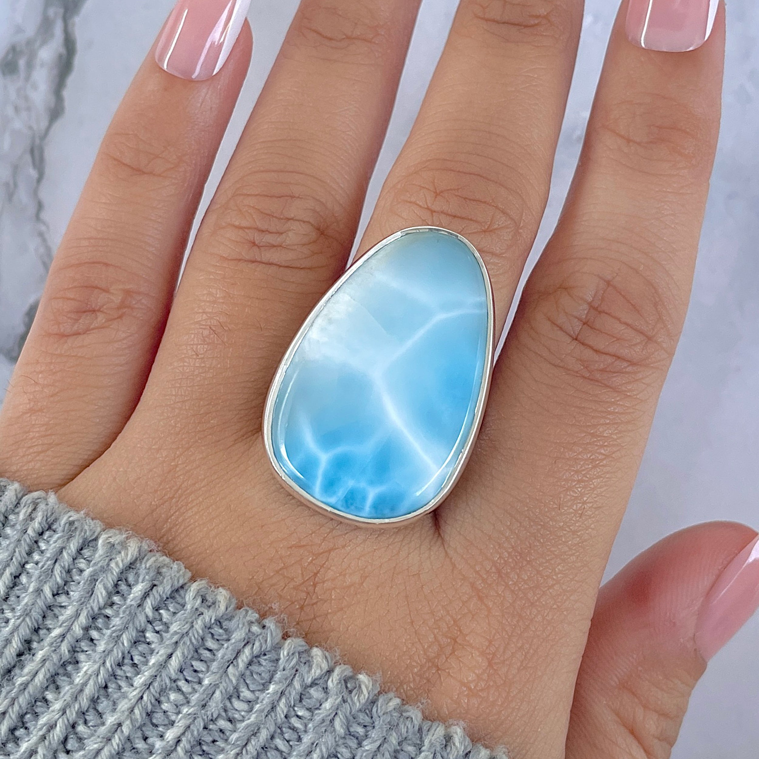 Larimar Adjustable Ring-(LAR-R-1513.)