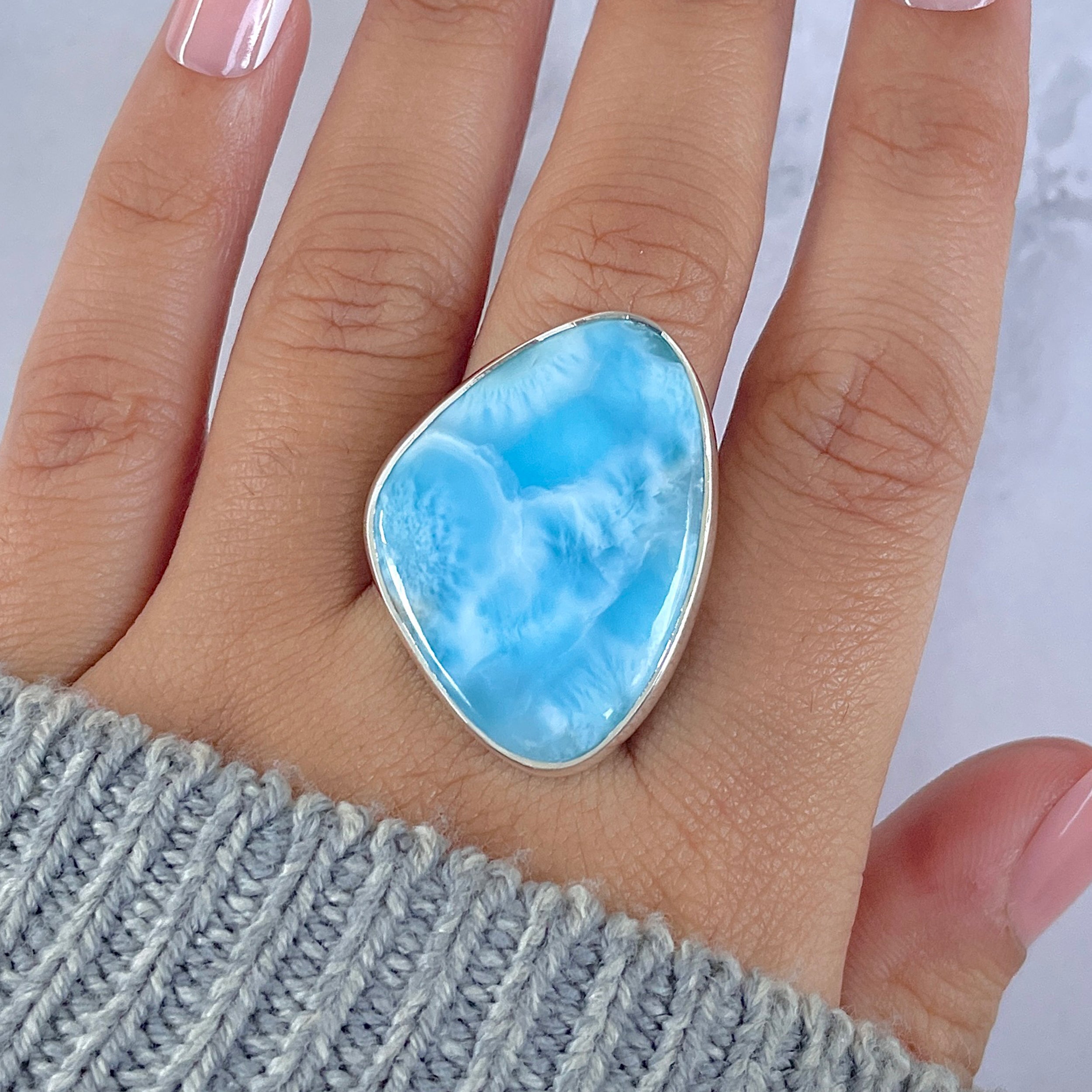 Larimar Adjustable Ring-(LAR-R-1517.)
