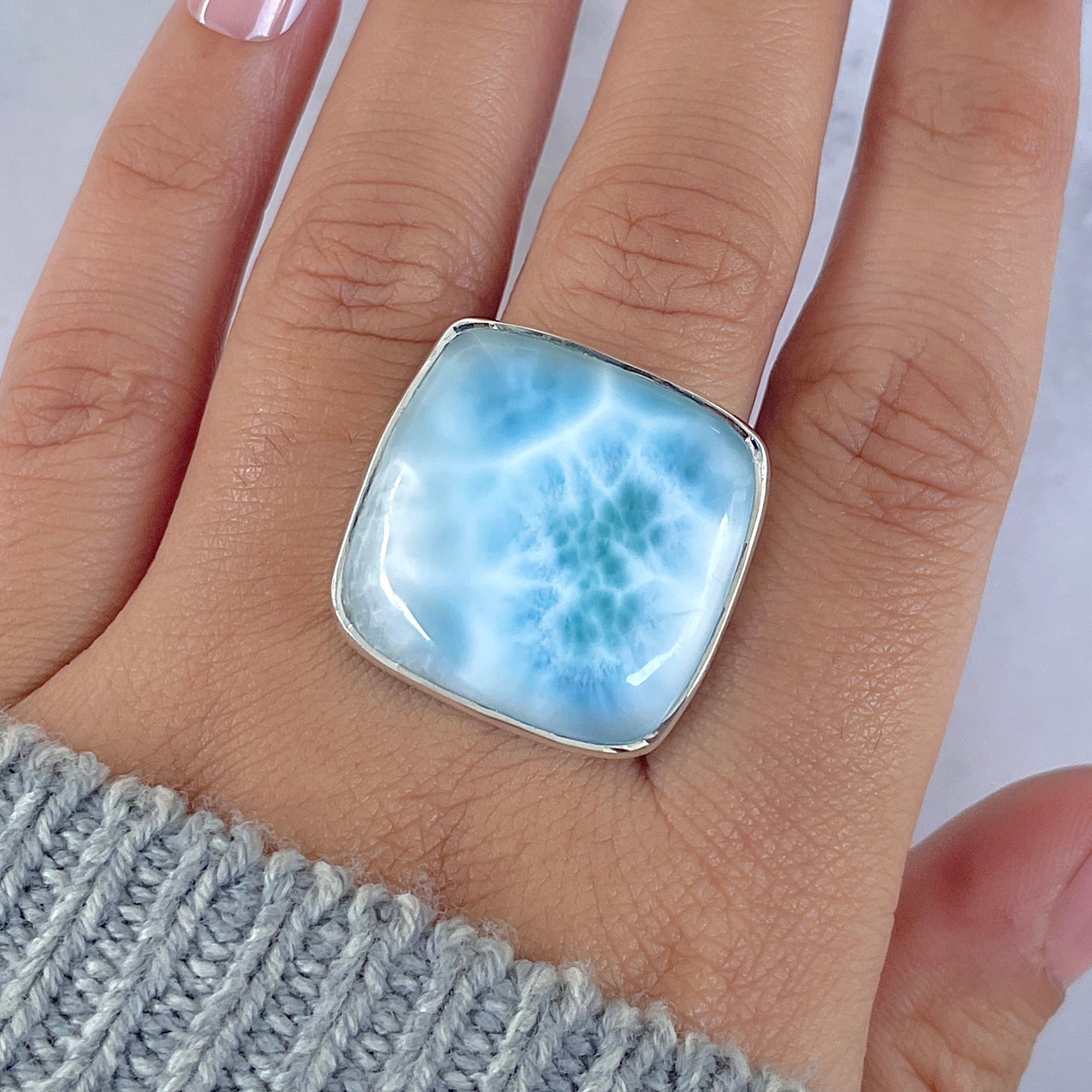 Larimar Adjustable Ring-(LAR-R-1518.)