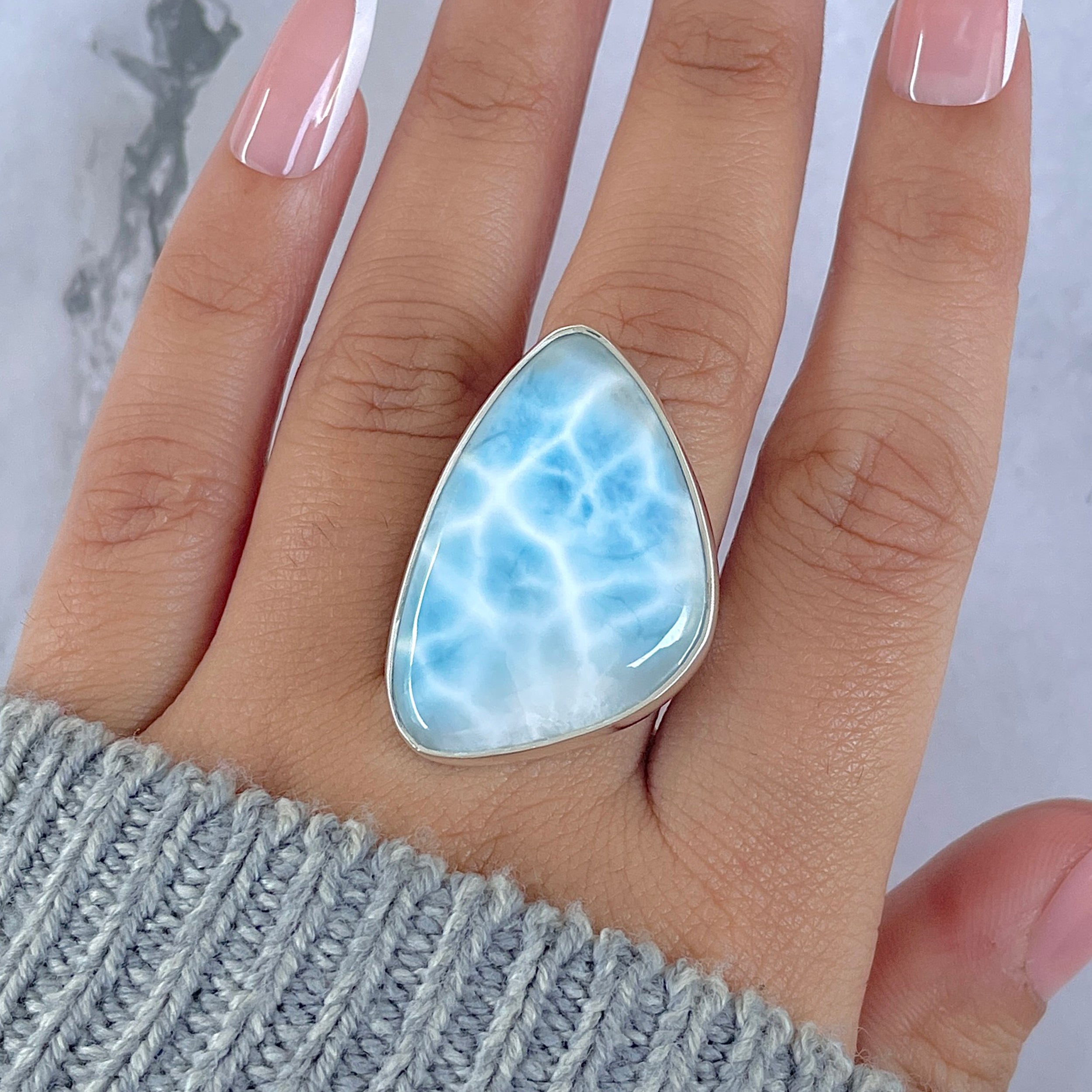 Larimar Adjustable Ring-(LAR-R-1520.)