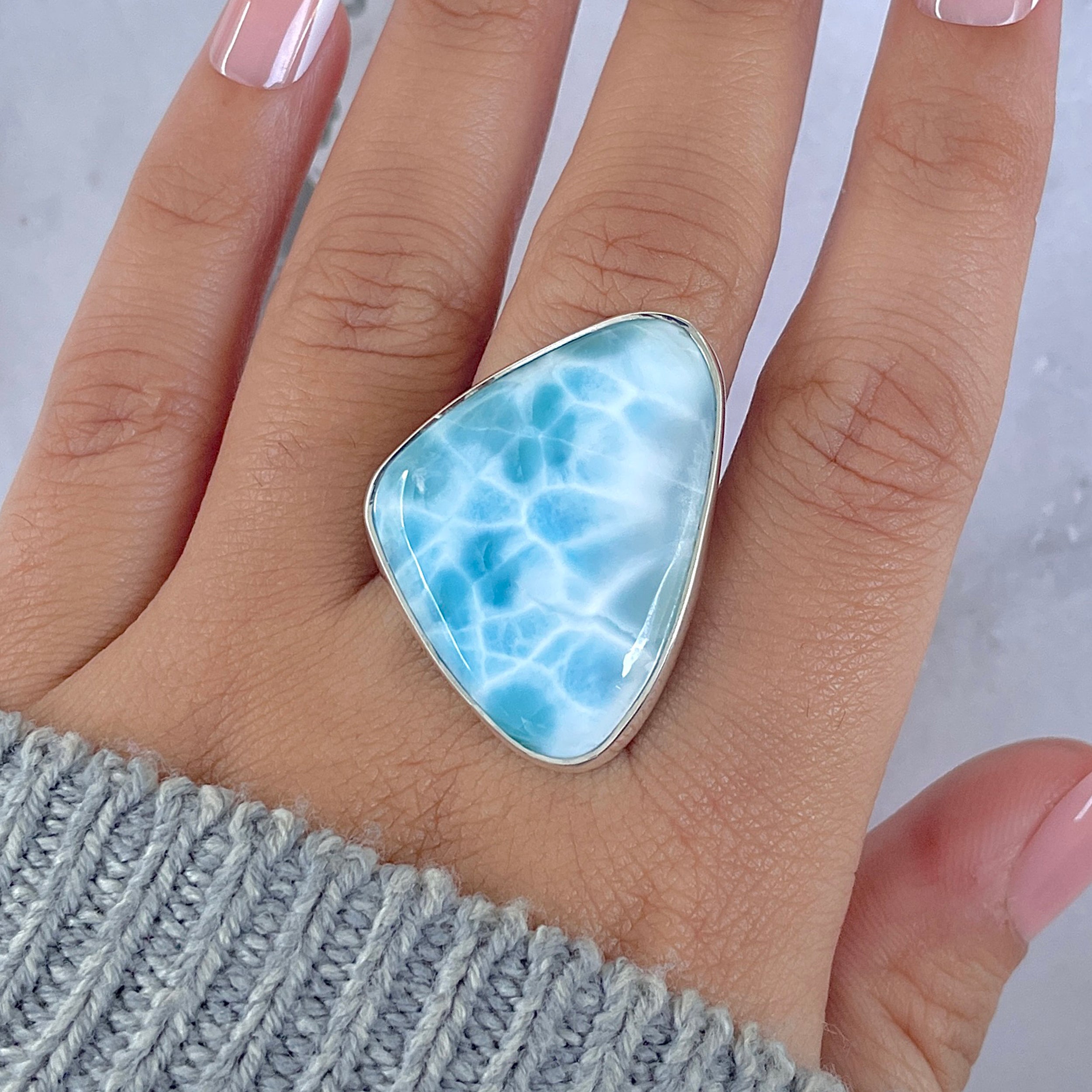 Larimar Adjustable Ring-(LAR-R-1522.)