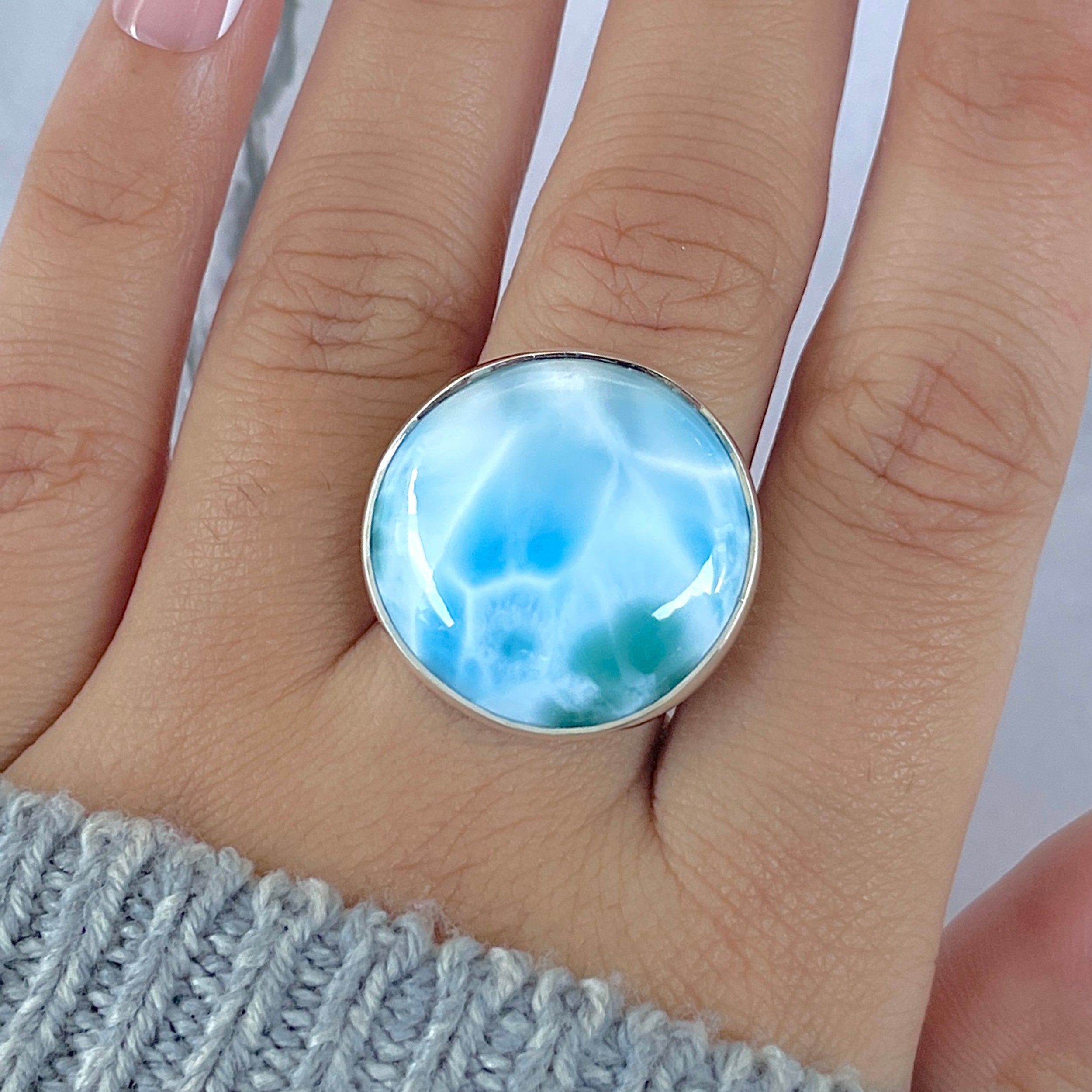 Larimar Adjustable Ring-(LAR-R-1525.)