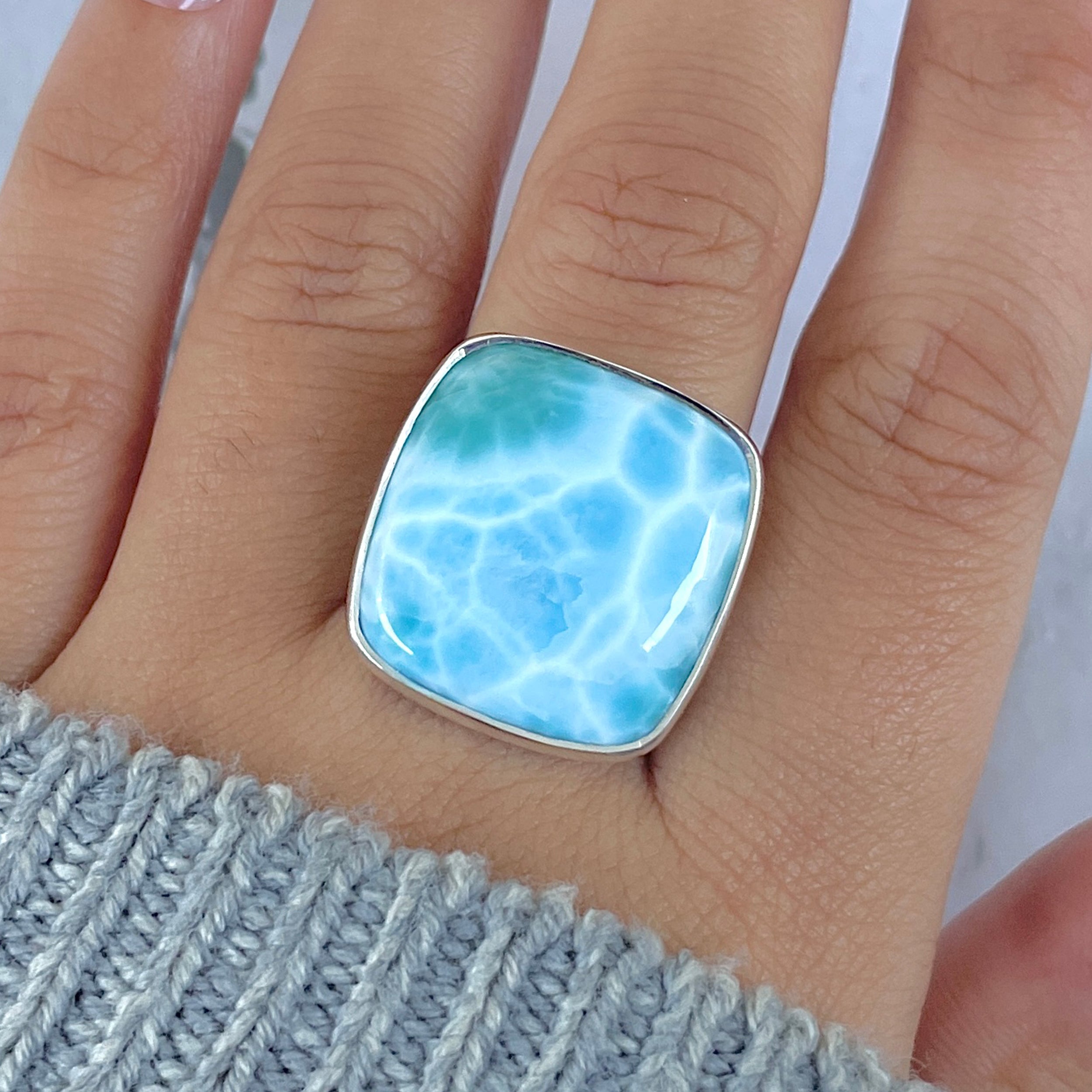 Larimar Adjustable Ring-(LAR-R-1527.)