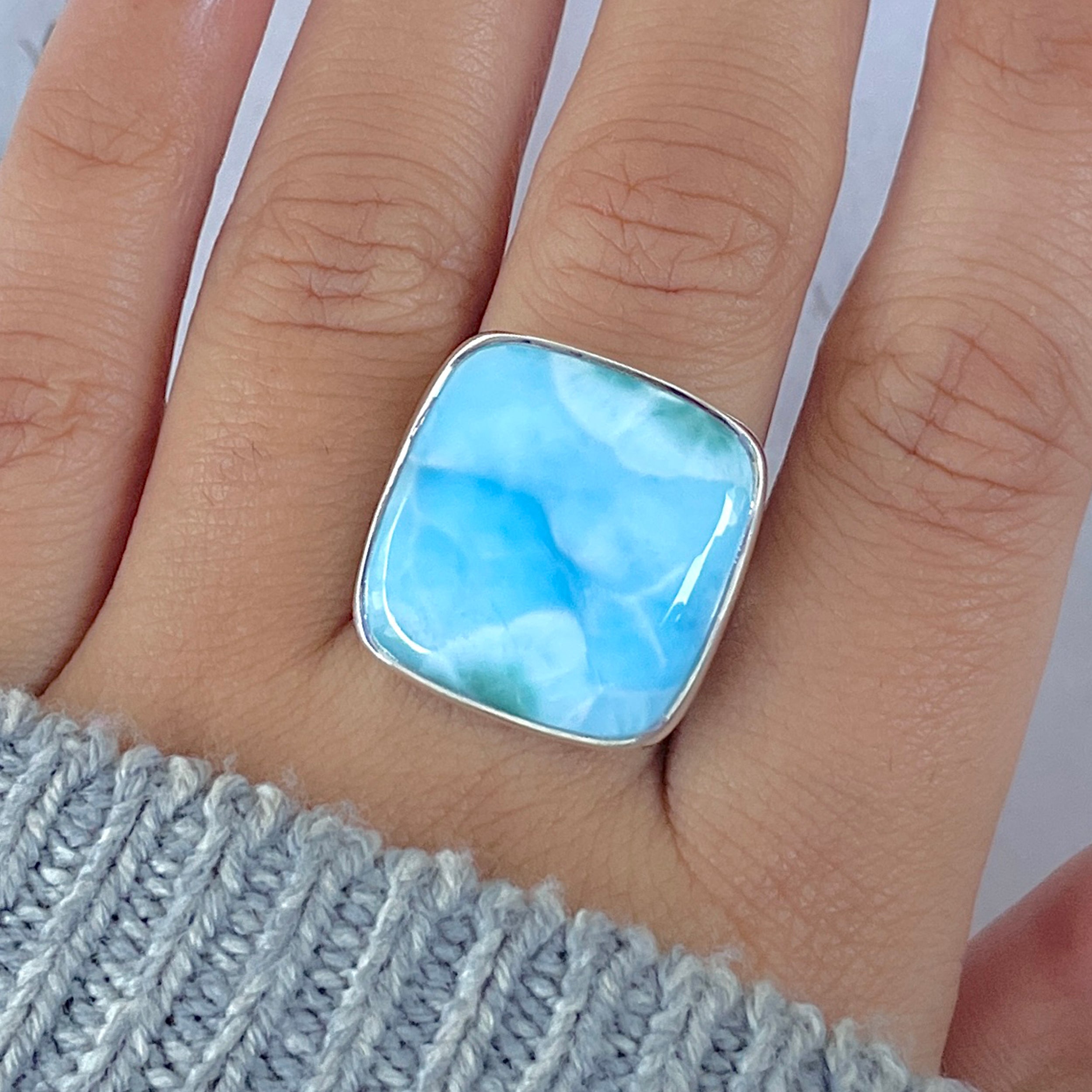 Larimar Adjustable Ring-(LAR-R-1530.)