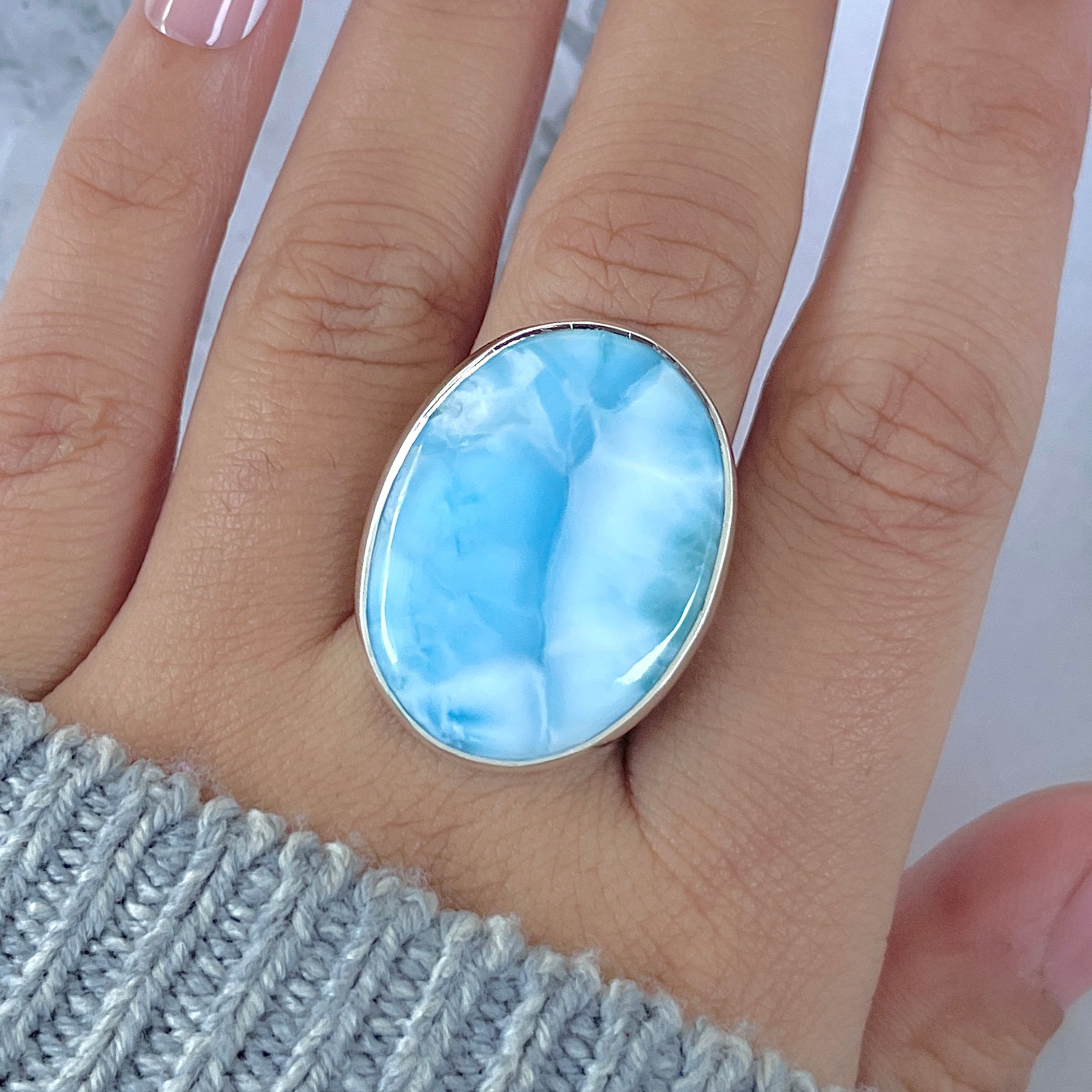 Larimar Adjustable Ring-(LAR-R-1534.)