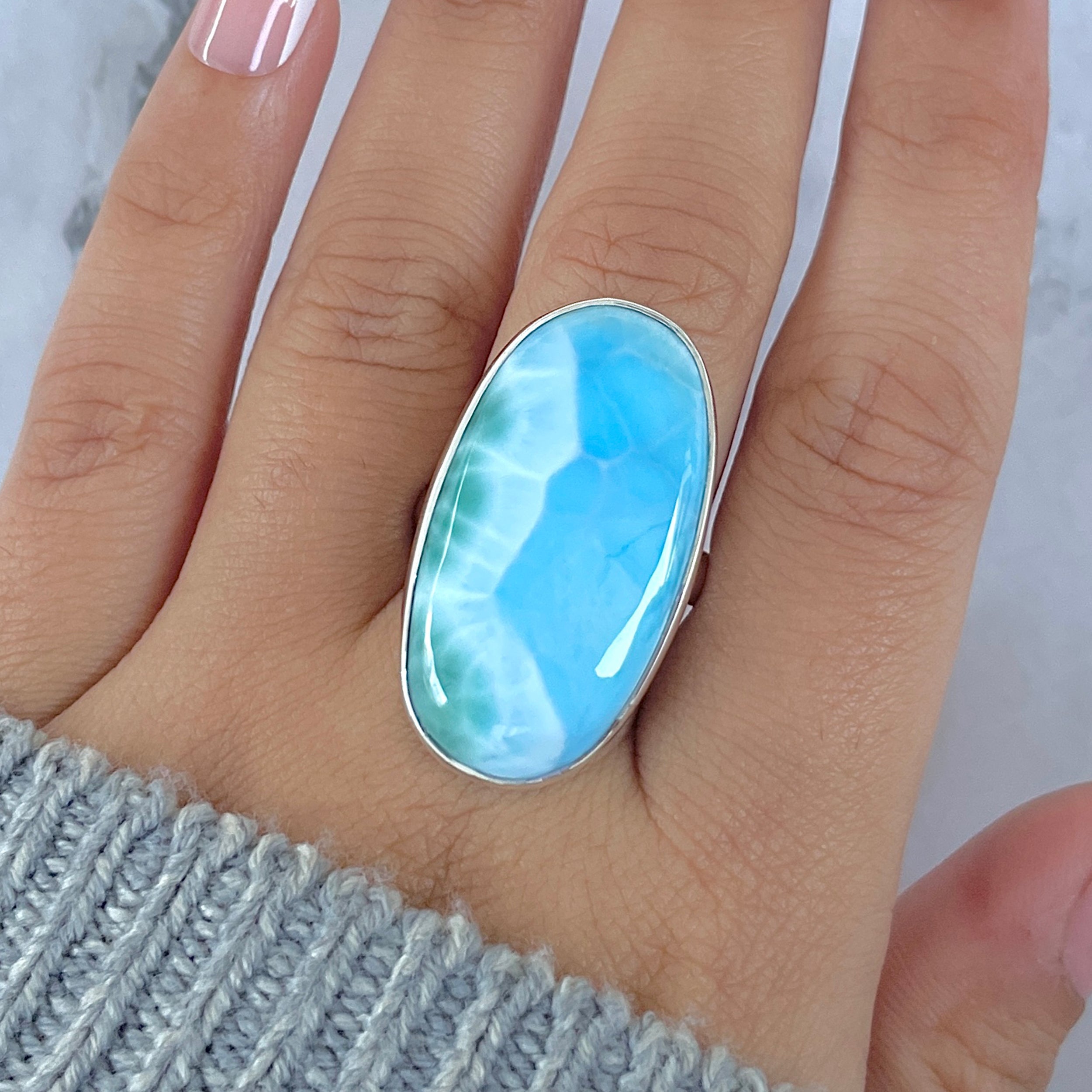 Larimar Adjustable Ring-(LAR-R-1536.)