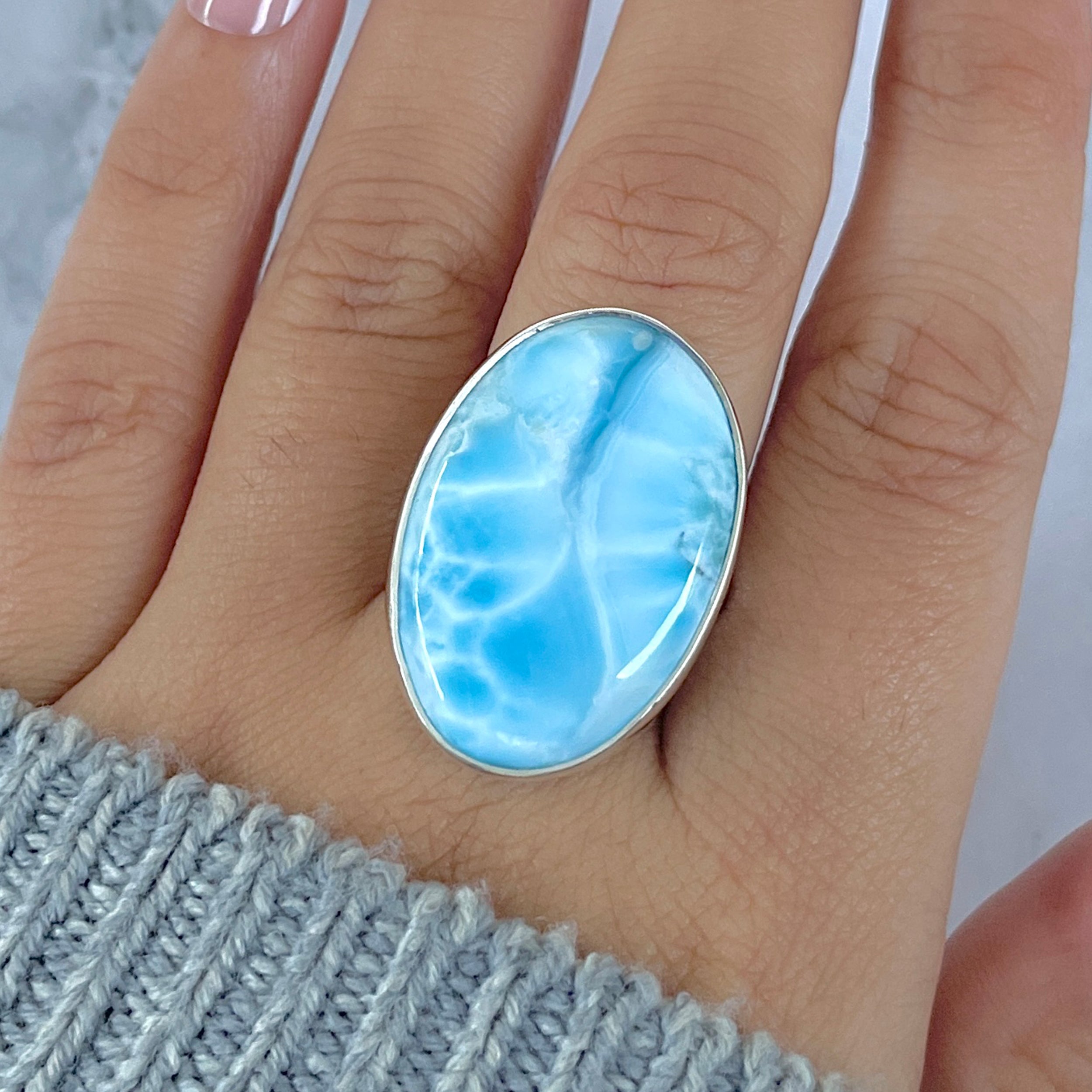 Larimar Adjustable Ring-(LAR-R-1543.)