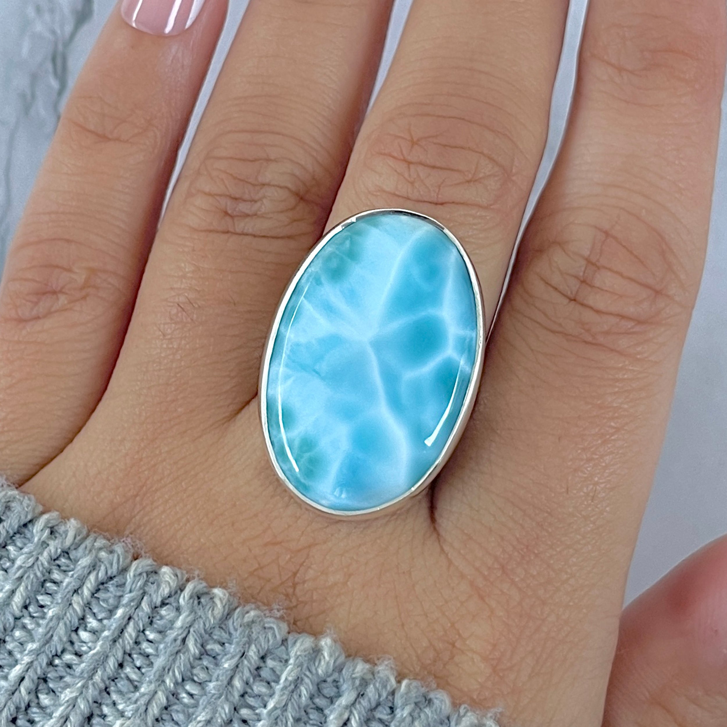 Larimar Adjustable Ring-(LAR-R-1546.)