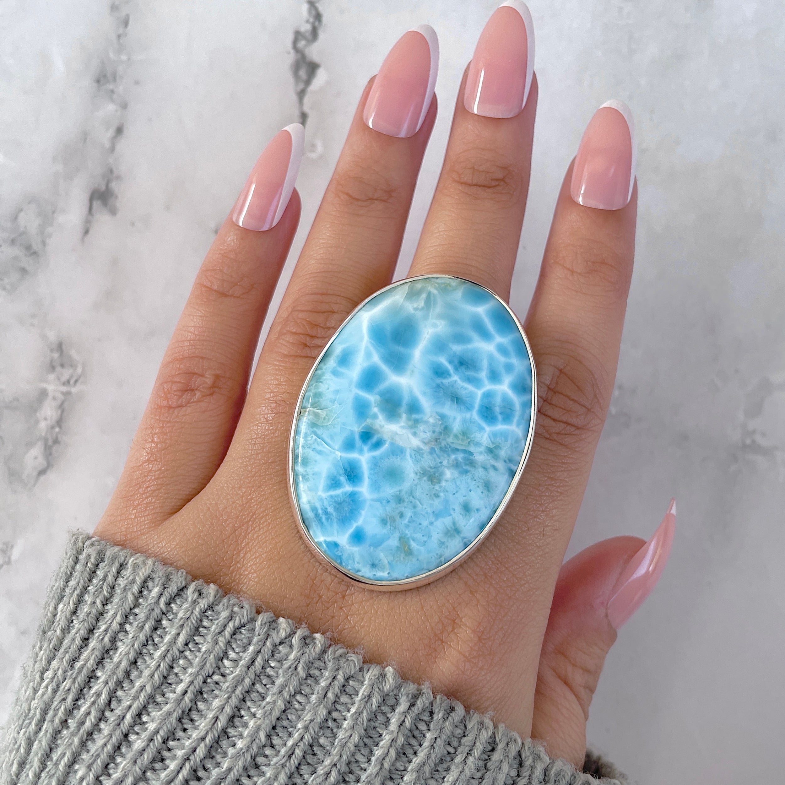 Larimar Adjustable Ring-(LAR-R-1549.)