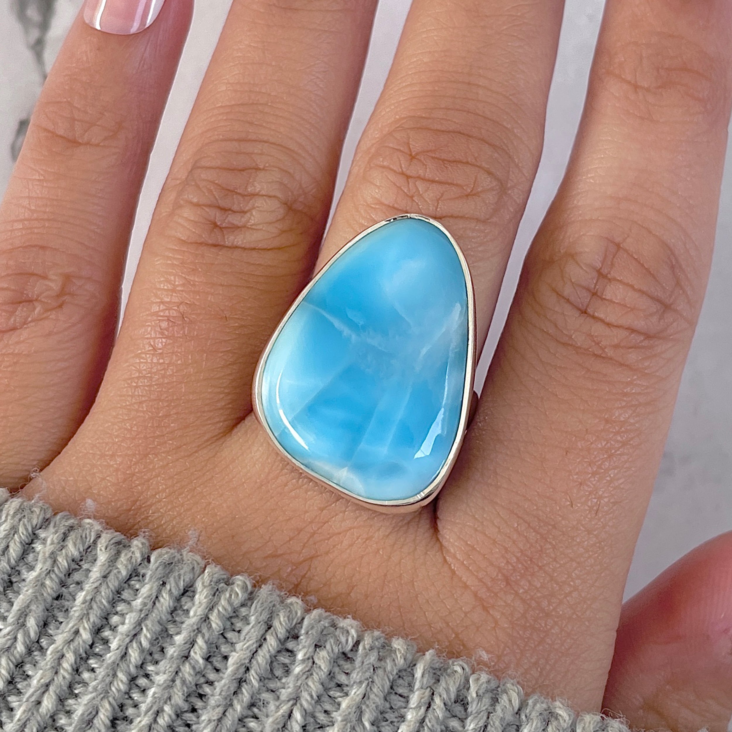 Larimar Adjustable Ring-(LAR-R-1571.)