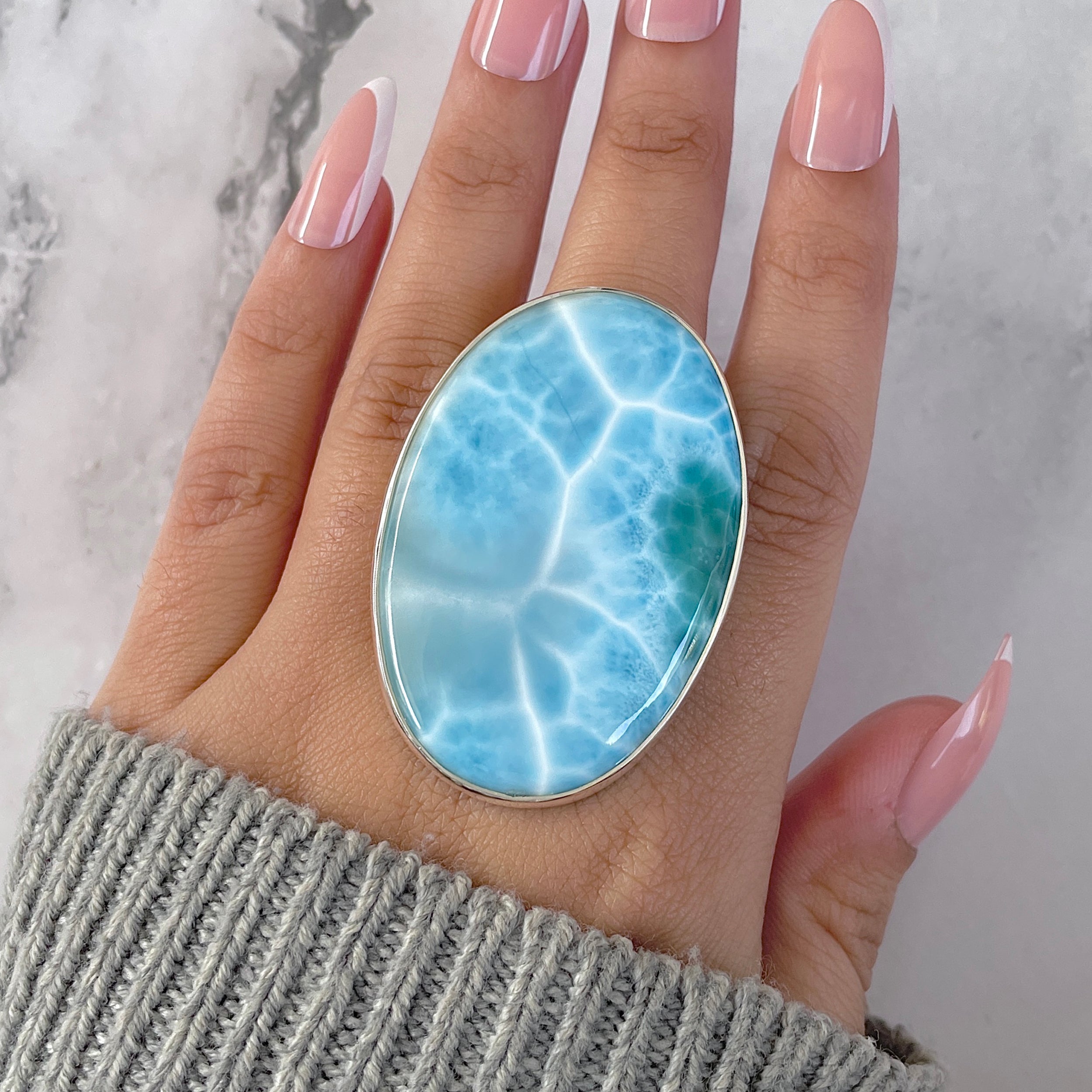 Larimar Adjustable Ring-(LAR-R-1576.)