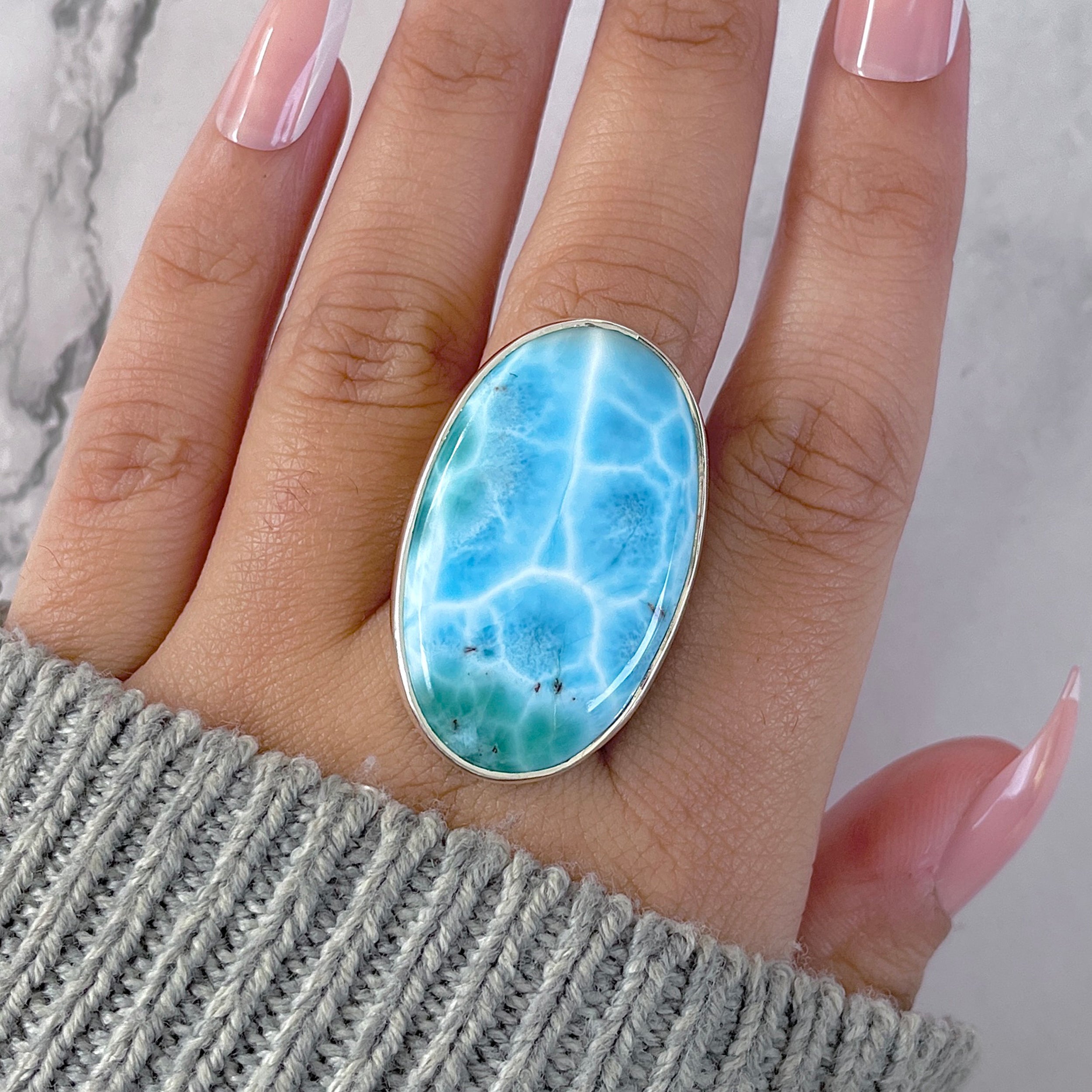 Larimar Adjustable Ring-(LAR-R-1584.)