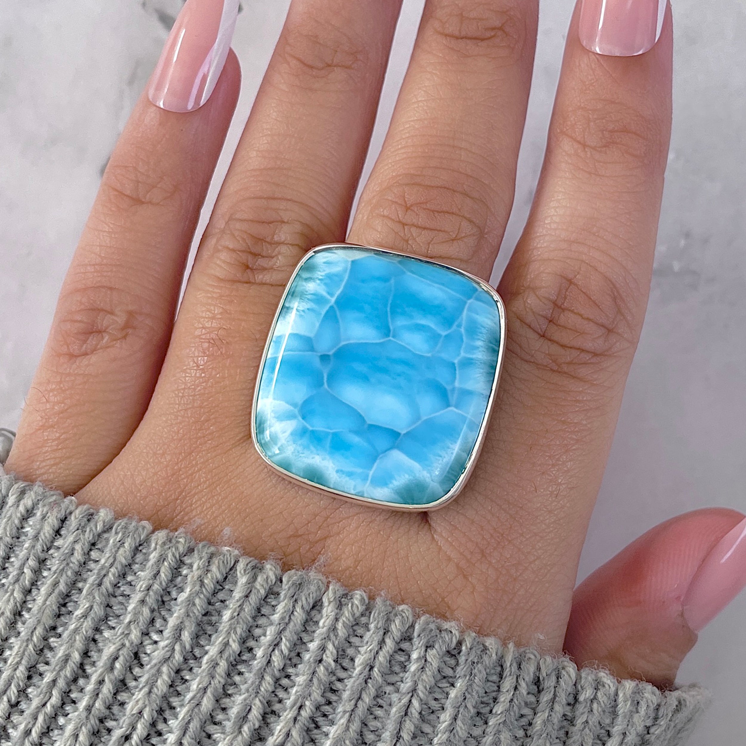 Larimar Adjustable Ring-(LAR-R-1585.)