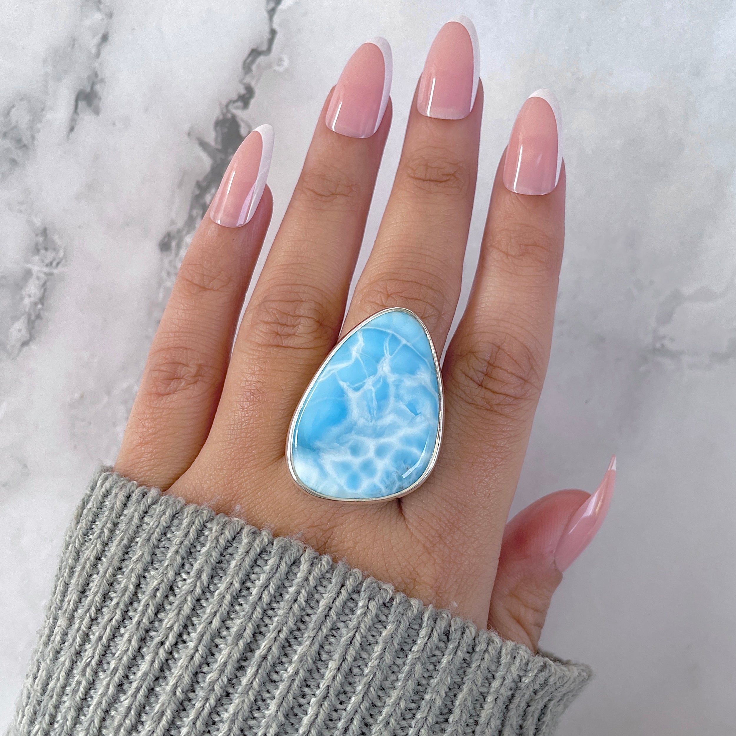 Larimar Adjustable Ring-(LAR-R-1587.)