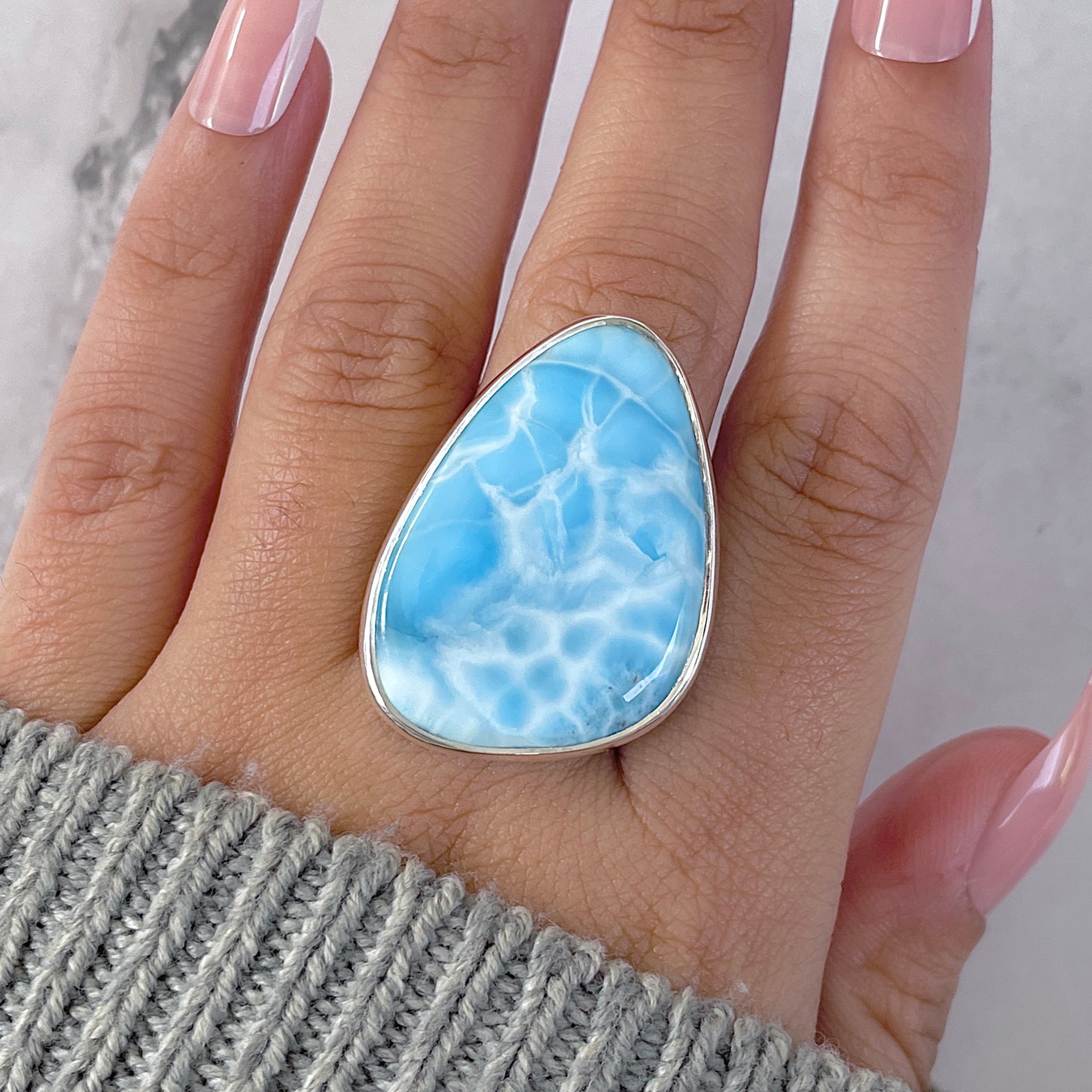 Larimar Adjustable Ring-(LAR-R-1587.)