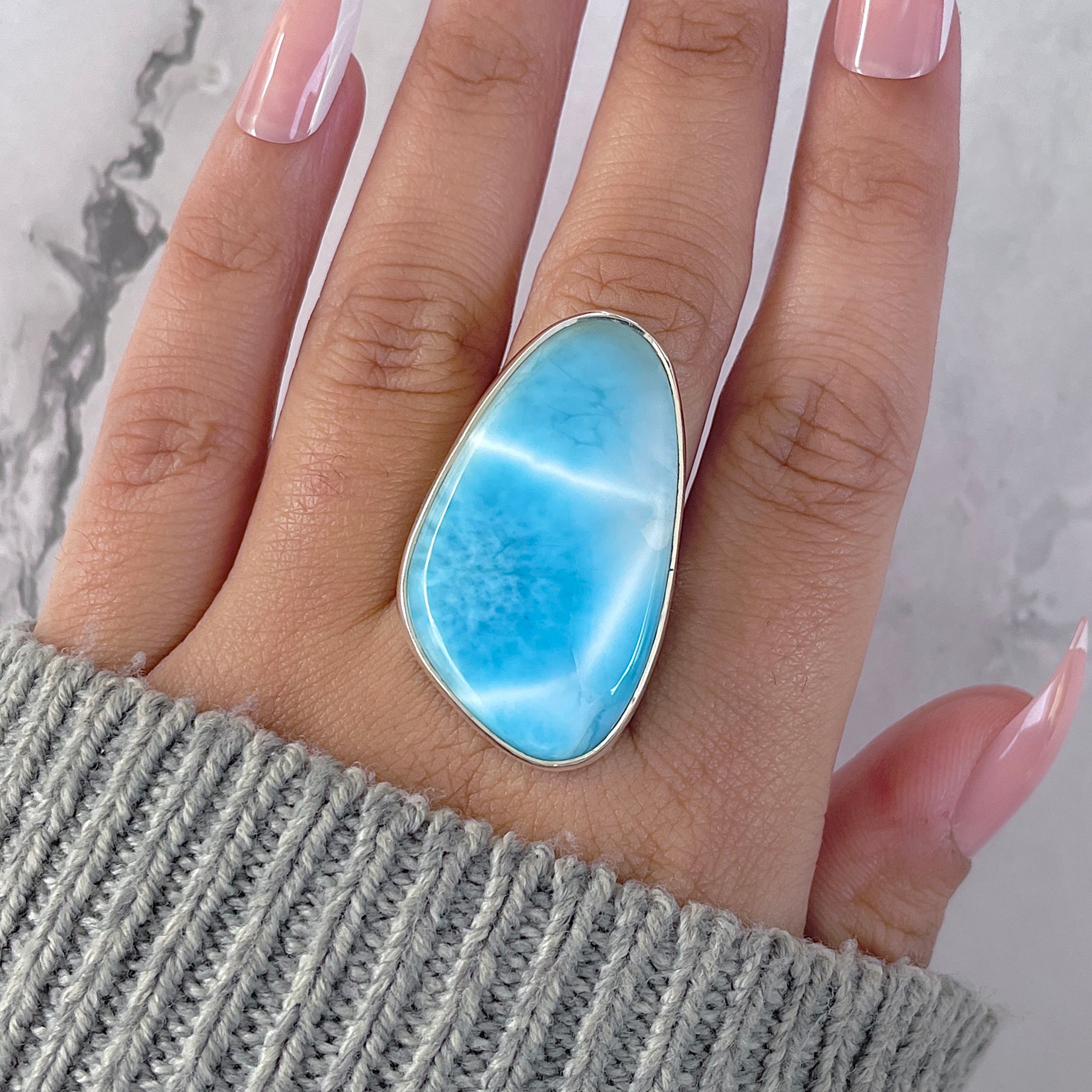 Larimar Adjustable Ring-(LAR-R-1593.)