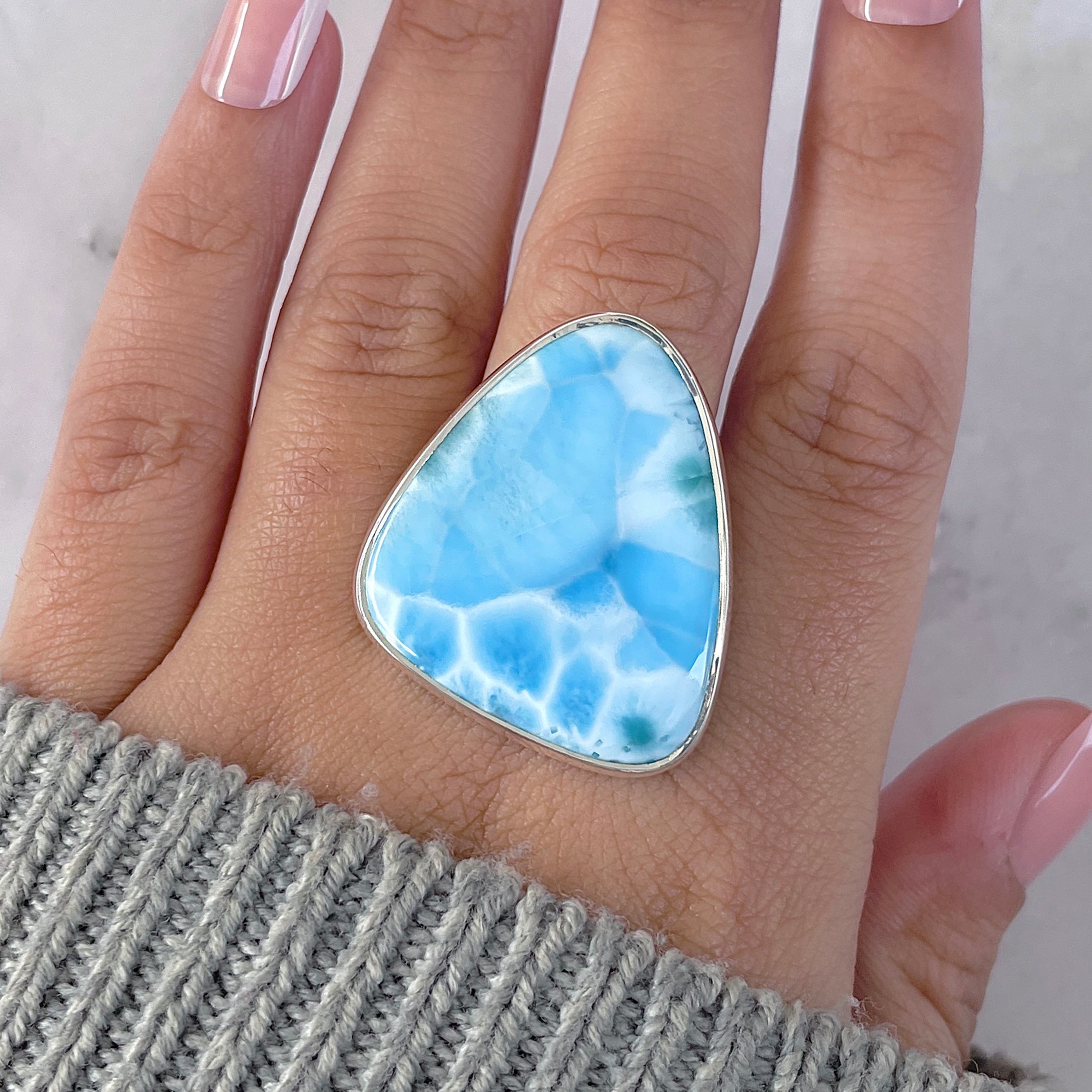 Larimar Adjustable Ring-(LAR-R-1594.)