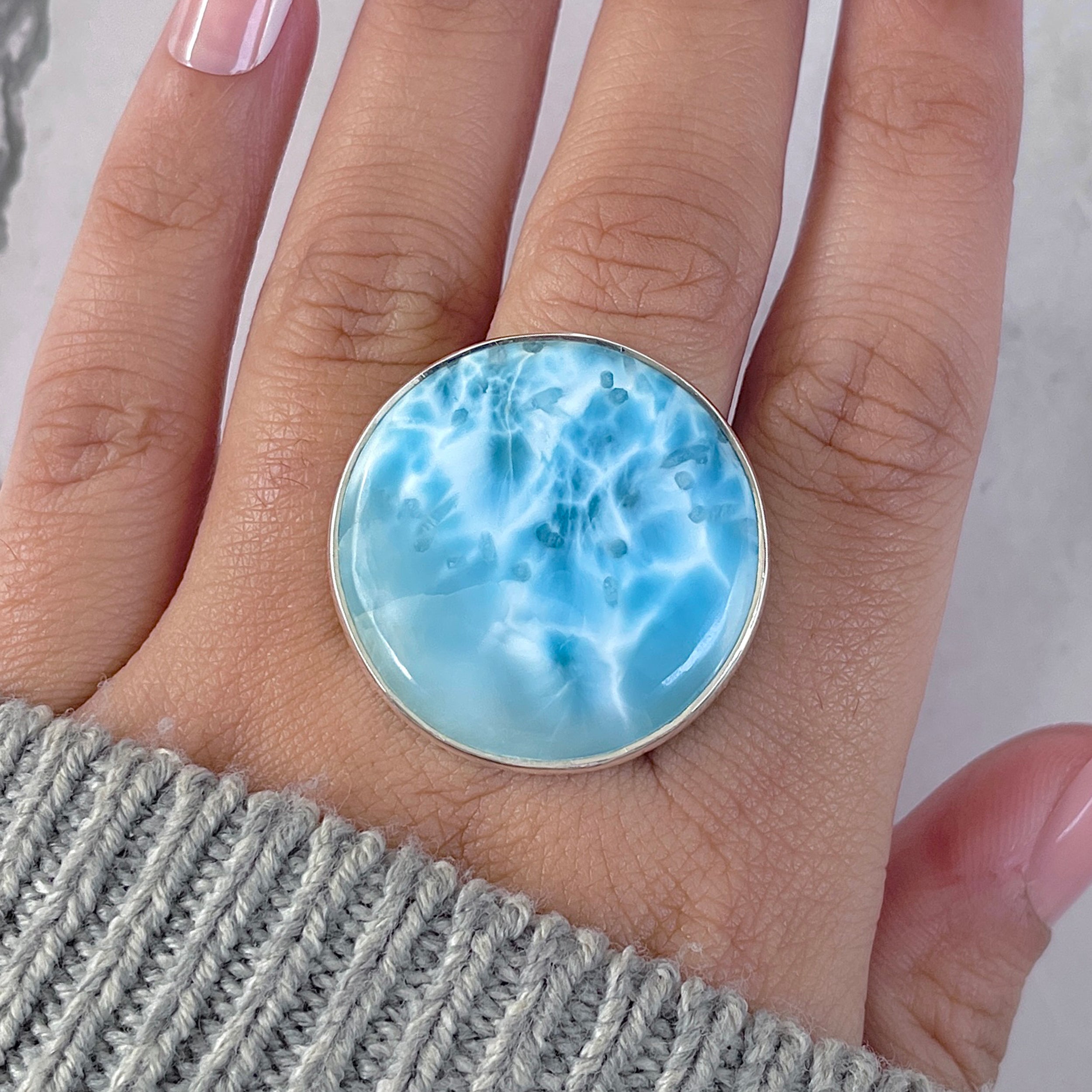 Larimar Adjustable Ring-(LAR-R-1595.)