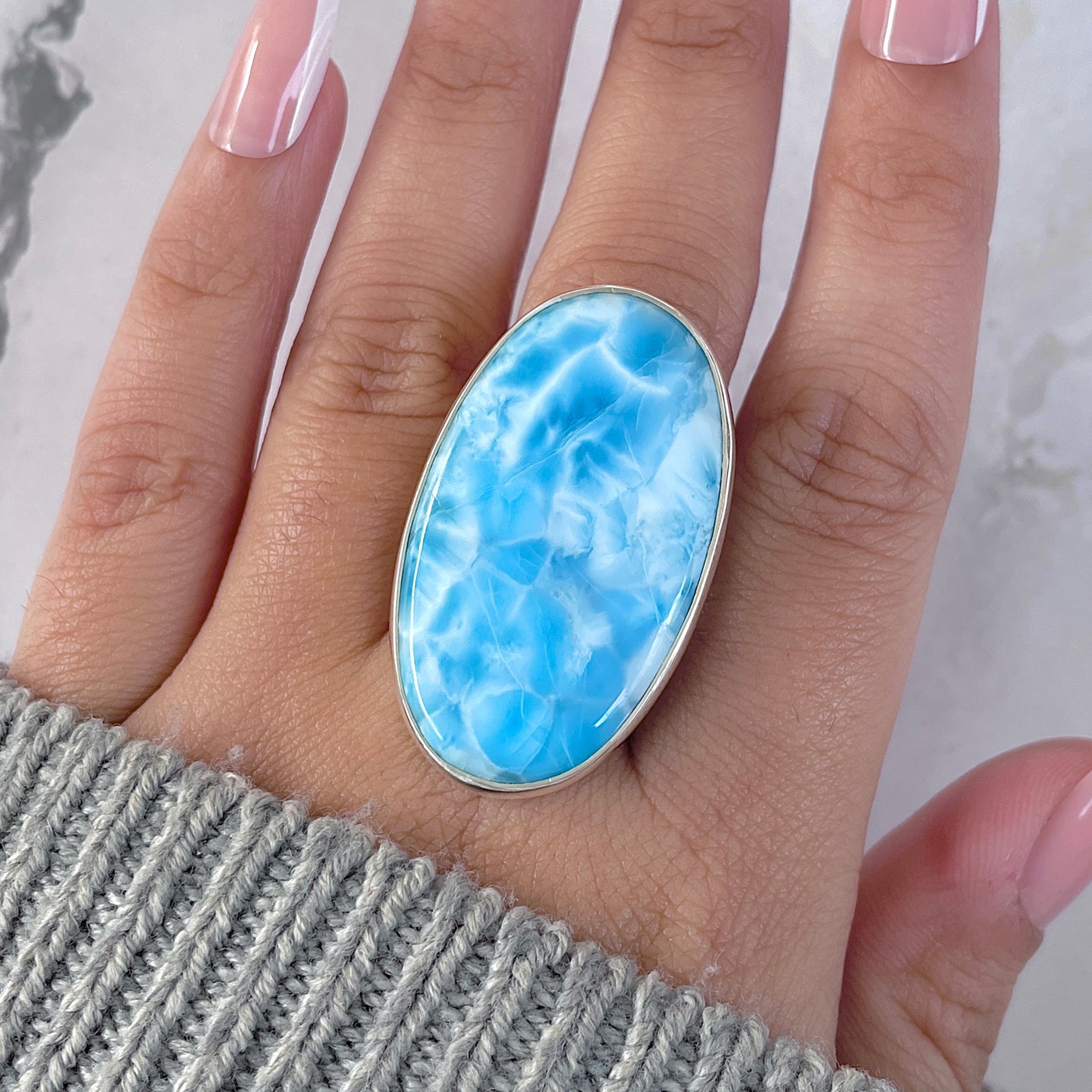 Larimar Adjustable Ring-(LAR-R-1596.)