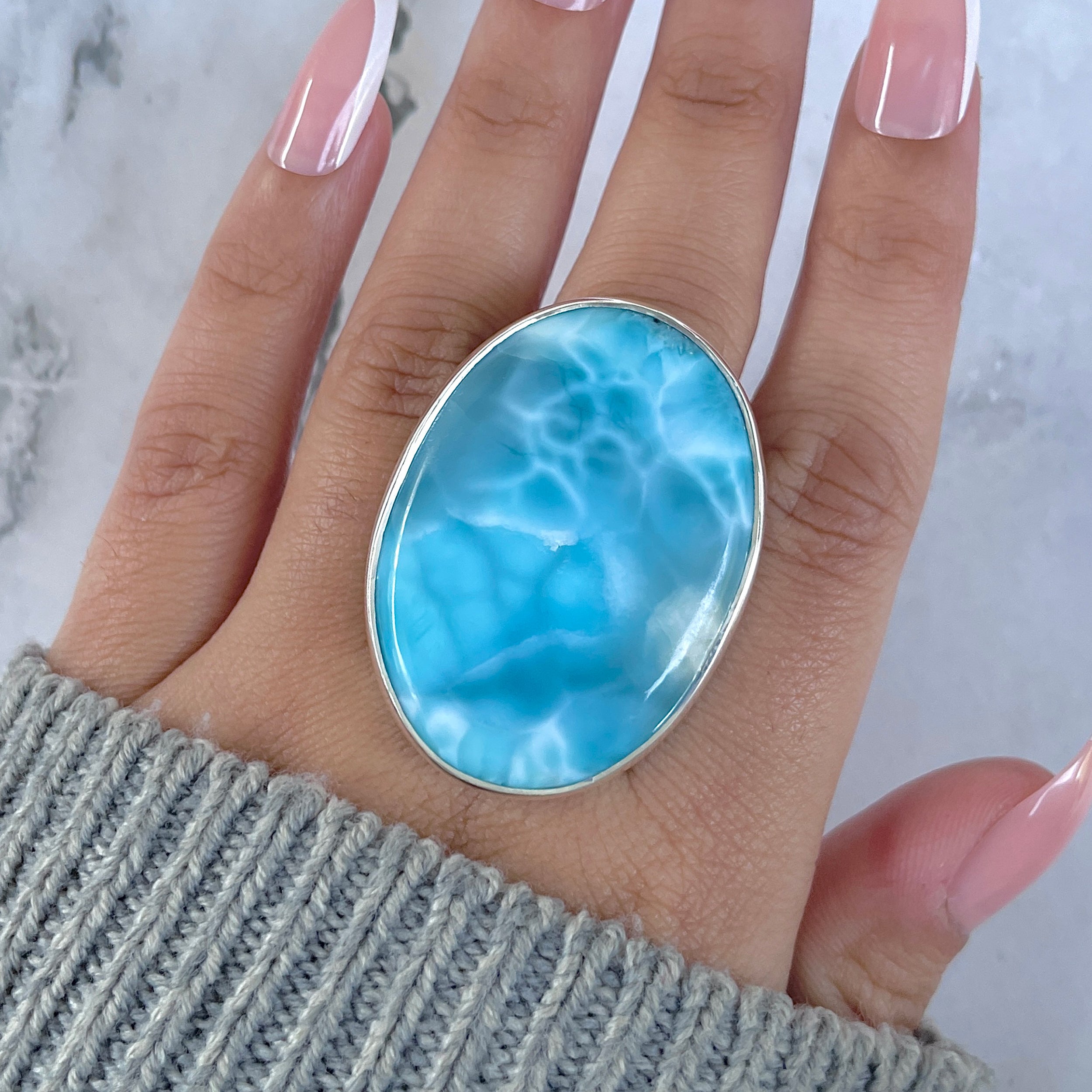 Larimar Adjustable Ring-(LAR-R-1604.)