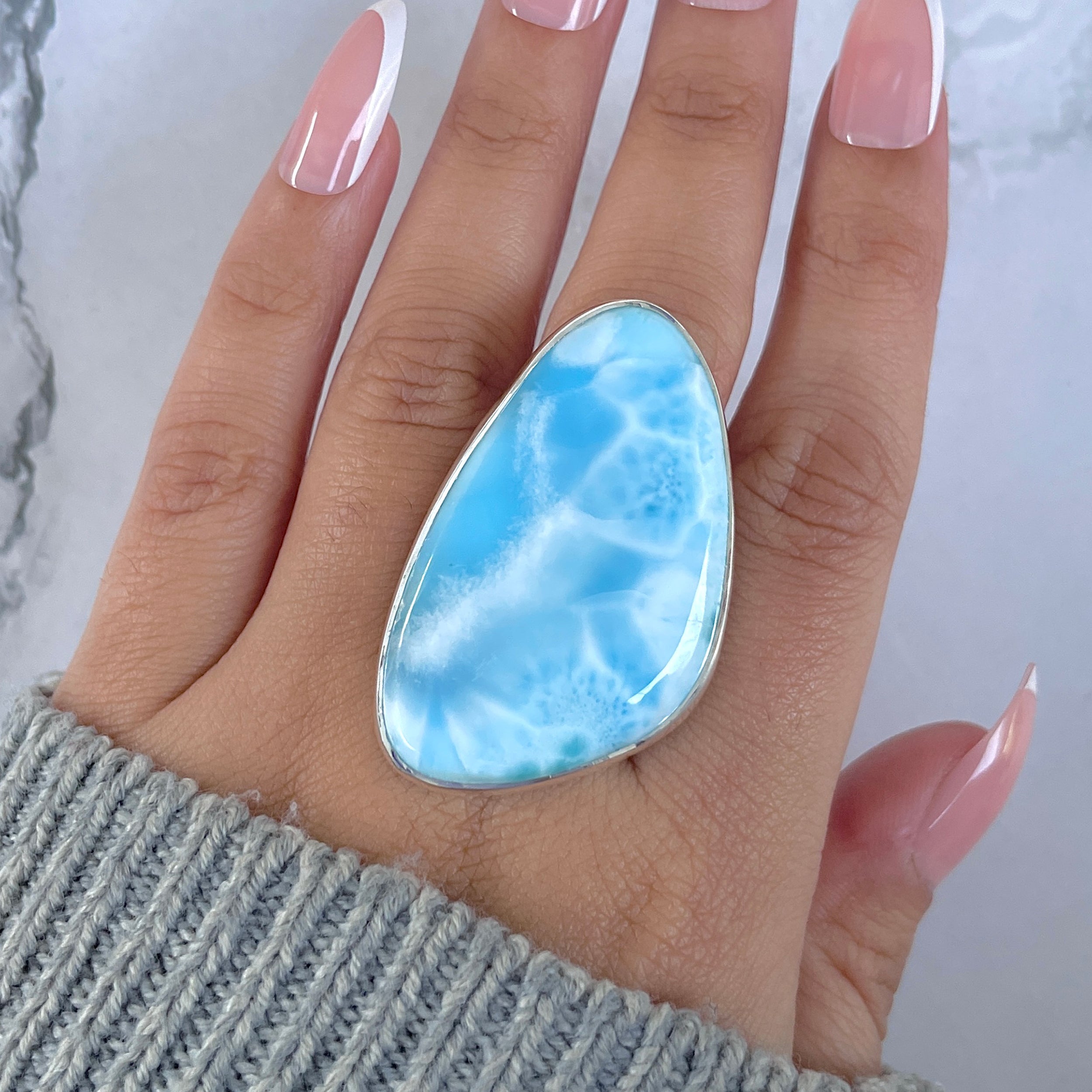 Larimar Adjustable Ring-(LAR-R-1610.)
